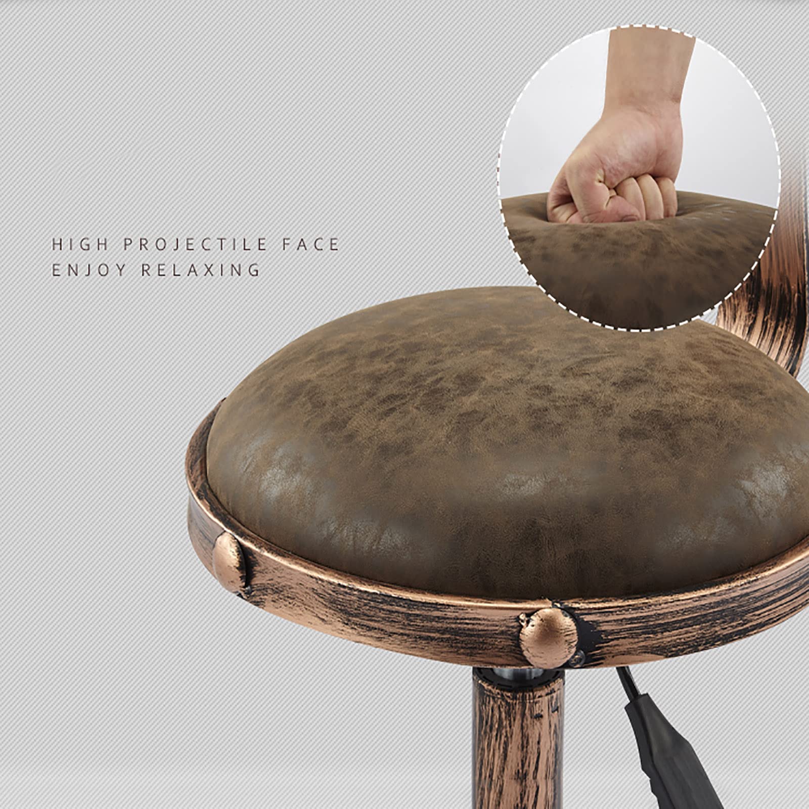 Adjustable Height Rolling Stool with Wheels - PU Leather Swivel Office Stool for Salon, Drafting, Massage & Spa (12.6