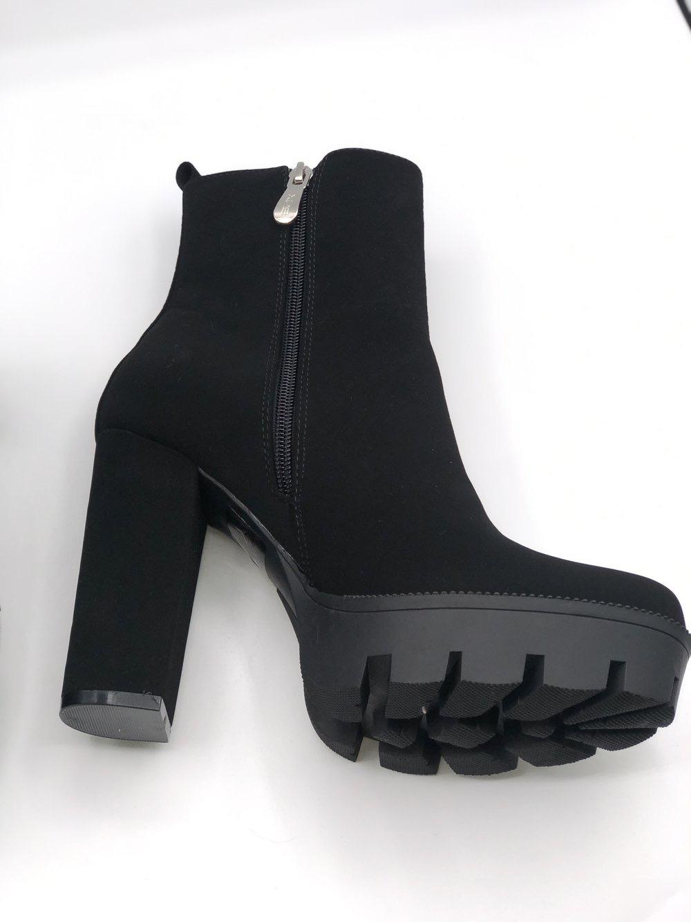 Laticia Women's Black Nubuck Ankle Booties - Stylish & Comfortable Booties for Casual Outings, Work & Date Nights