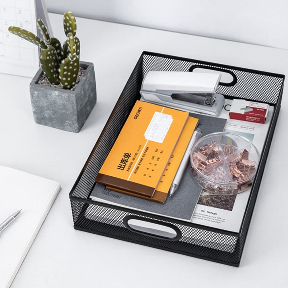 Metal File Basket Organizer - Desktop Storage Tray for Office & Home Use
