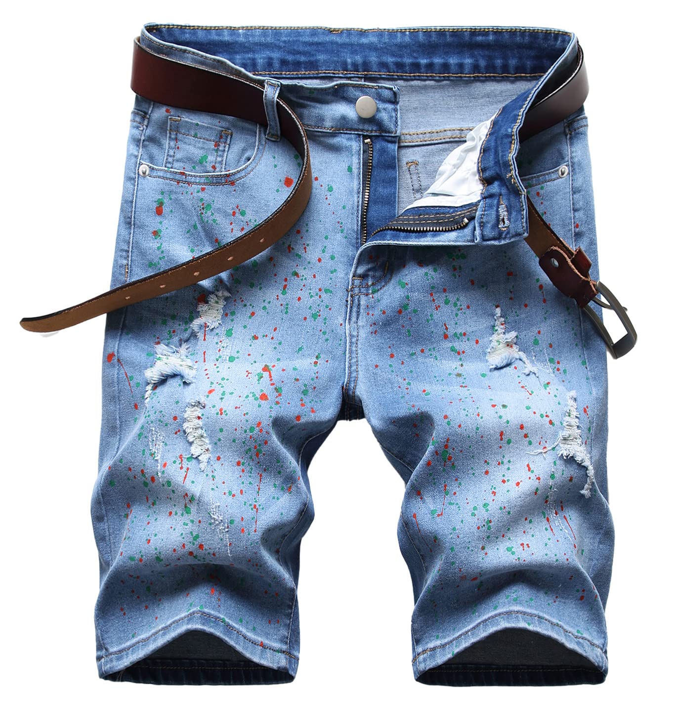Men's Ripped Denim Shorts - Classic Relaxed Fit 5-Pocket Jean Shorts for Men | Casual Summer Wear, Beach Outings & Street Style Fashion