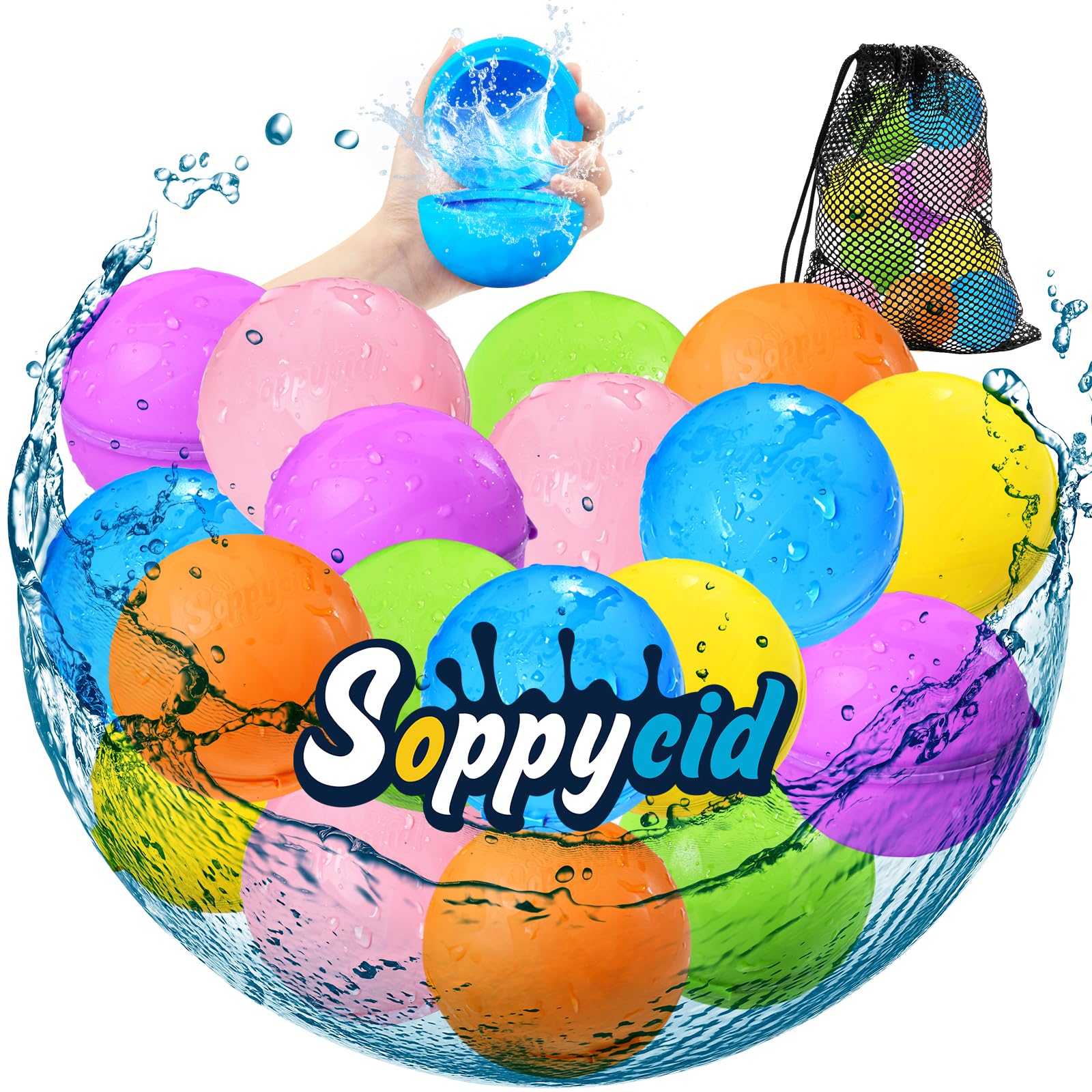 Eco-Friendly Reusable Water Balloons for Kids - Quick Fill Silicone Magnetic Self-Sealing Outdoor Water Toys for Pool, Beach, and Backyard Summer Fun
