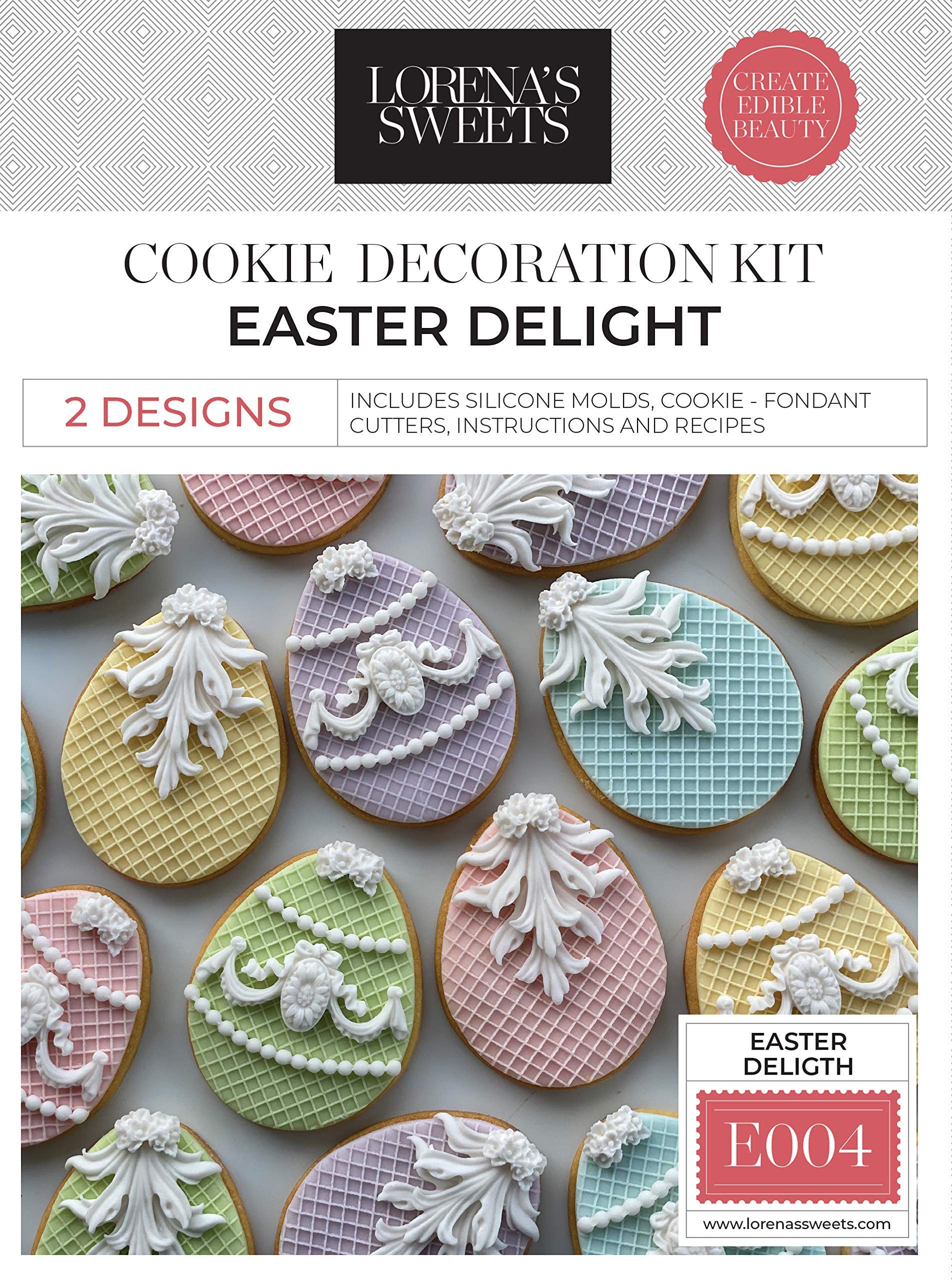 Lorena's Sweets Easter Cookie Decorating Kit - 50-Piece Sugar Cookie Decorations Set with Icing, Sprinkles & Tools - Perfect for Easter Baking, Holiday Parties & Family Fun Activities