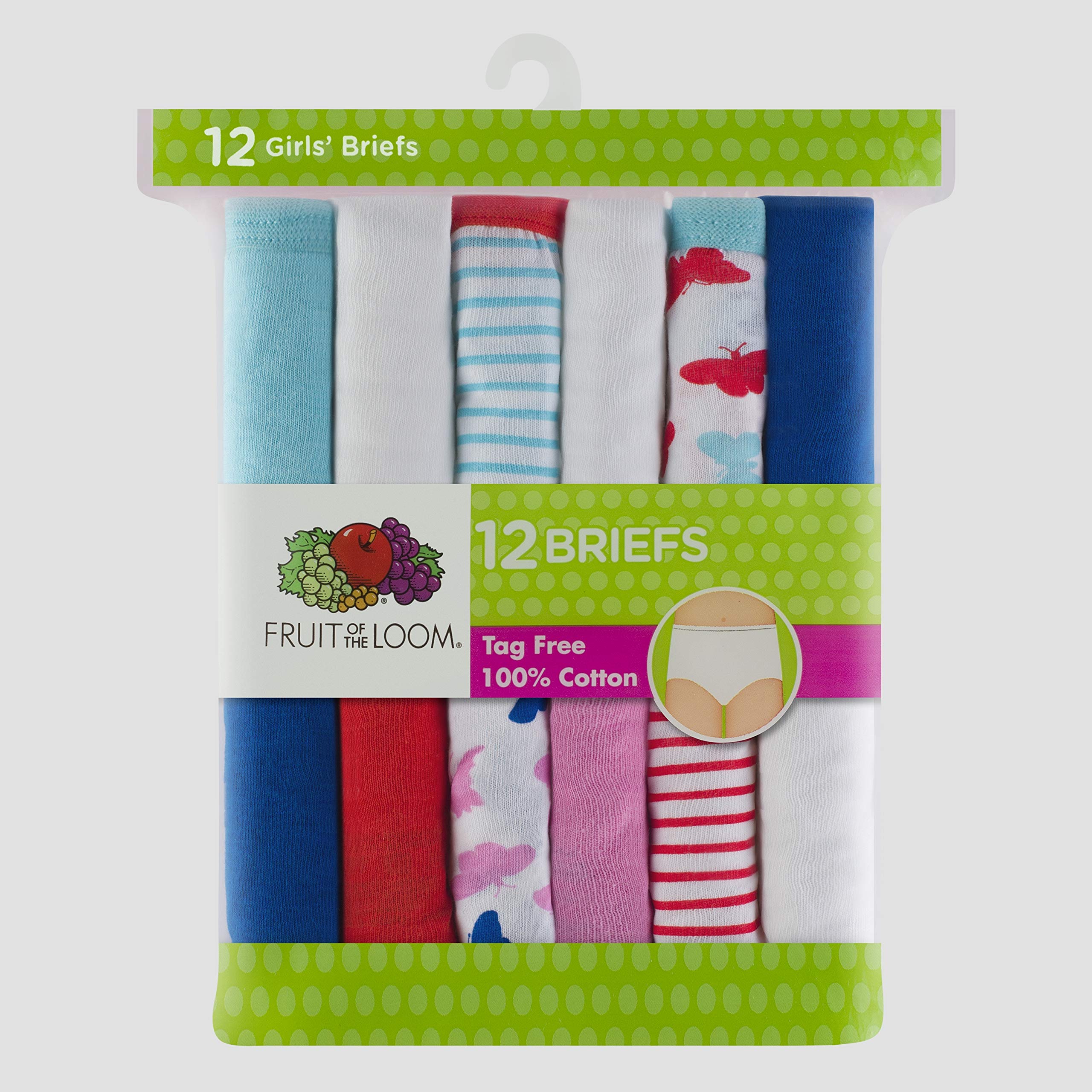 Fruit of the Loom Girls' Cotton Briefs Underwear 12 Pack - Soft Comfort for Everyday Wear, School & Playtime