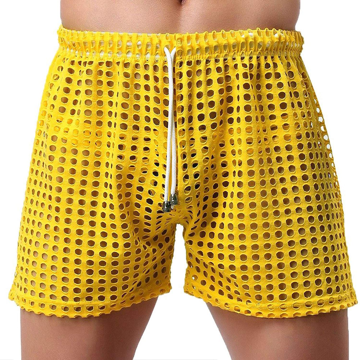 Breathable Hollow Openwork Boxer Shorts for Men - Comfortable Lounge Underwear with Drawstring Waistband | Perfect for Home, Sleep & Relaxation
