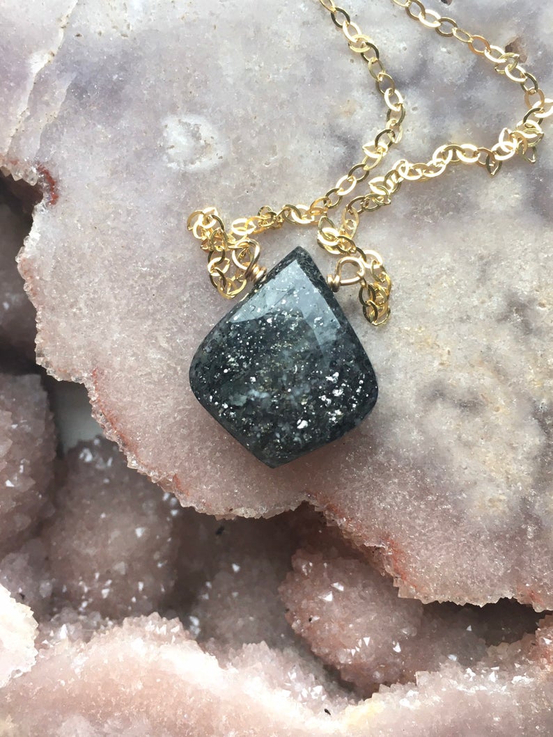 Black Sunstone Pendant Necklace - Sterling Silver or 14K Gold Filled Crystal Jewelry for Women - Perfect for Healing, Meditation & Spiritual Energy Work