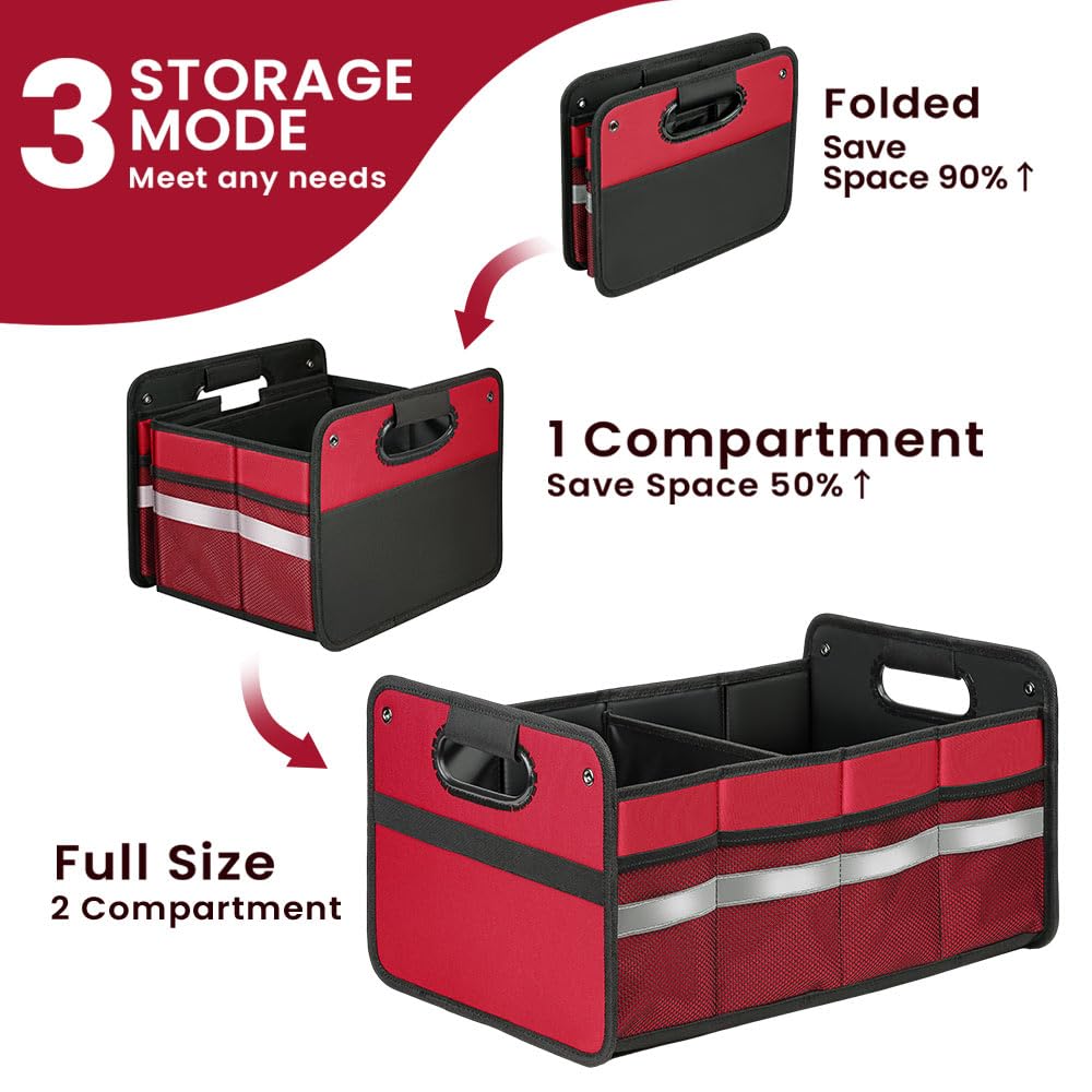 50L Waterproof Car Trunk Organizer with Reinforced Handles & Non-Slip Bottom - Durable Polyester Storage for SUV, Sedan, Truck, Minivan | Perfect for Road Trips, Grocery Shopping & Travel Accessories