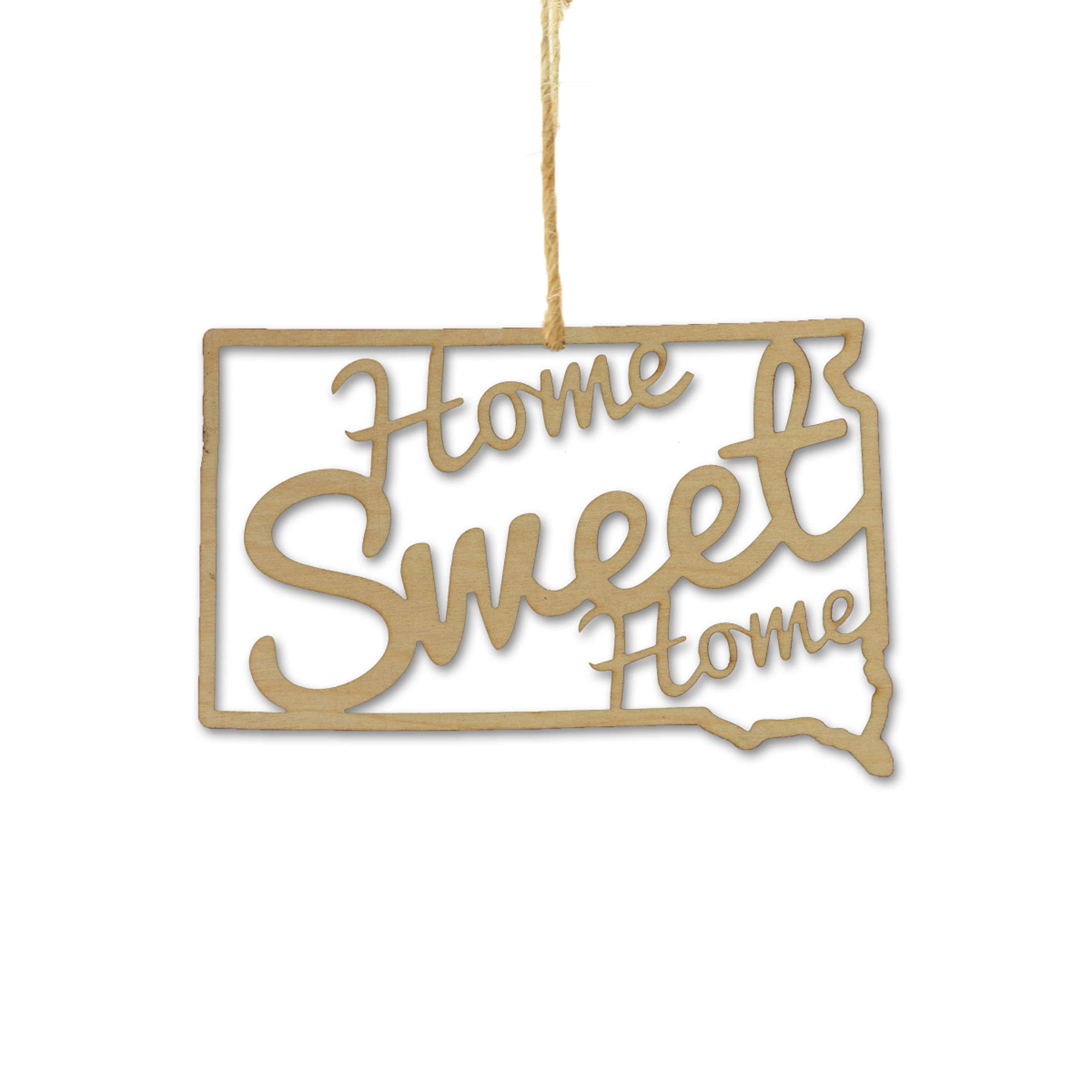 Torched 'Home Sweet Home' Christmas Tree Ornament - Handcrafted Wooden Hanging Decoration for Holiday Decor | Perfect Housewarming Gift for South Dakota Residents | Ideal for Christmas Trees, Mantels & Front Door Wreaths