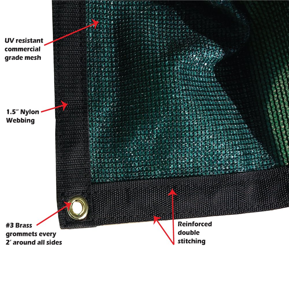 XTARPS 12 ft x 26 ft 7 OZ Premium 90% Shade Cloth - Green Sun Shade Sail for Patio, Garden, Pool & Outdoor Protection