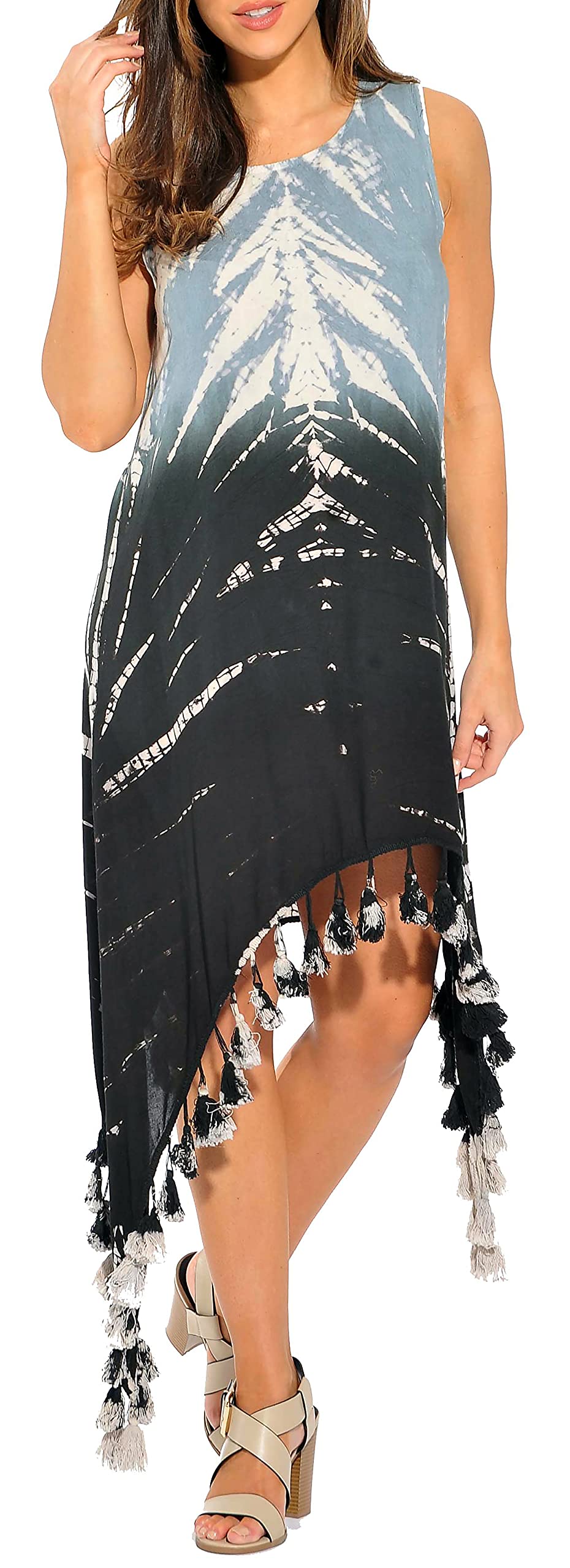 Tie Dye Asymmetrical Sundress for Women - Beach & Summer Wear