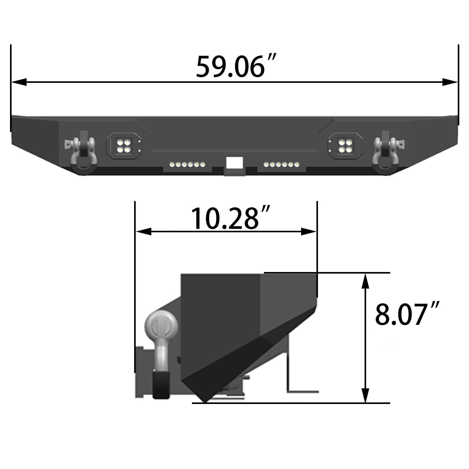 Black Textured Rear Bumper with 4x24W Aluminum Lights & 2