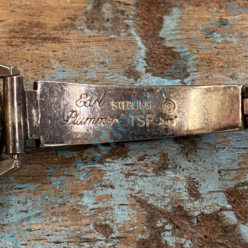 Vintage Navajo Sterling Silver Watch Band with Channel Inlay by Earl Plummer - Handcrafted Jewelry for Men & Women, Perfect for Western & Boho Fashion