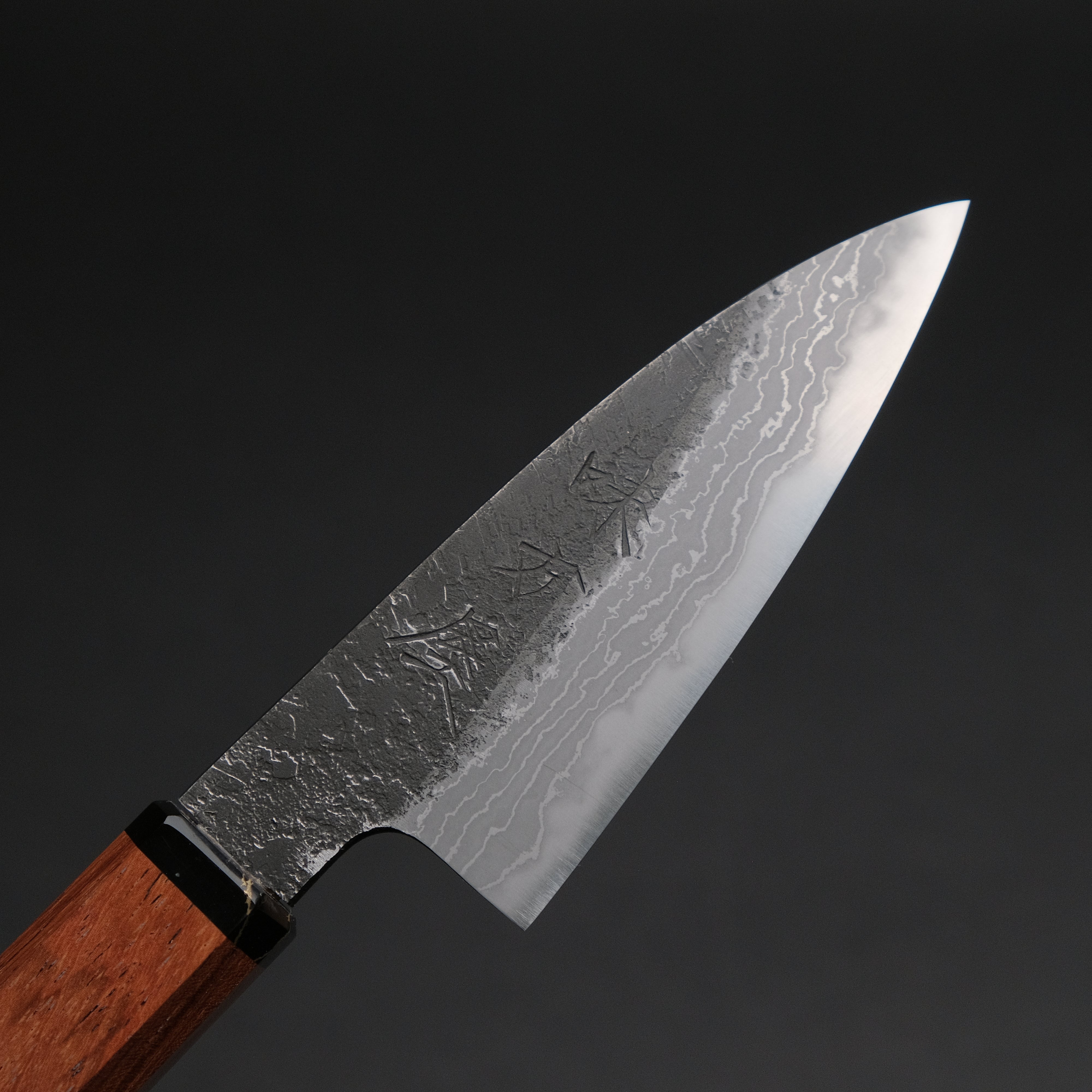 Premium Ajikataya White #2 Nashiji Damascus Petty Knife 85mm - Rosewood Handle with TQP Finish (#66) - Perfect for Slicing Fruits, Vegetables & Precision Kitchen Tasks