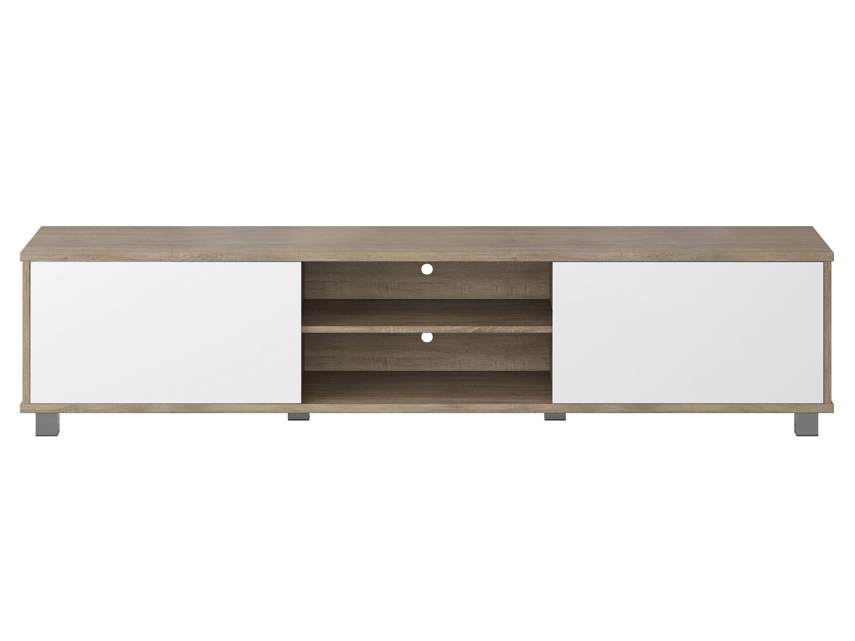 Modern Brown and White TV Stand for TVs up to 85 Inches - Sturdy Entertainment Center with Storage Shelves for Living Room, Bedroom, or Home Theater Setup