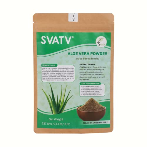 SVATV Natural Aloe Vera Powder for Face & Hair Care - 227g (Half Pound) | Skin Soothing, Cooling & Glowing Treatment | Improves Elasticity | Perfect for DIY Face Masks, Hair Conditioners & Natural Beauty Routines