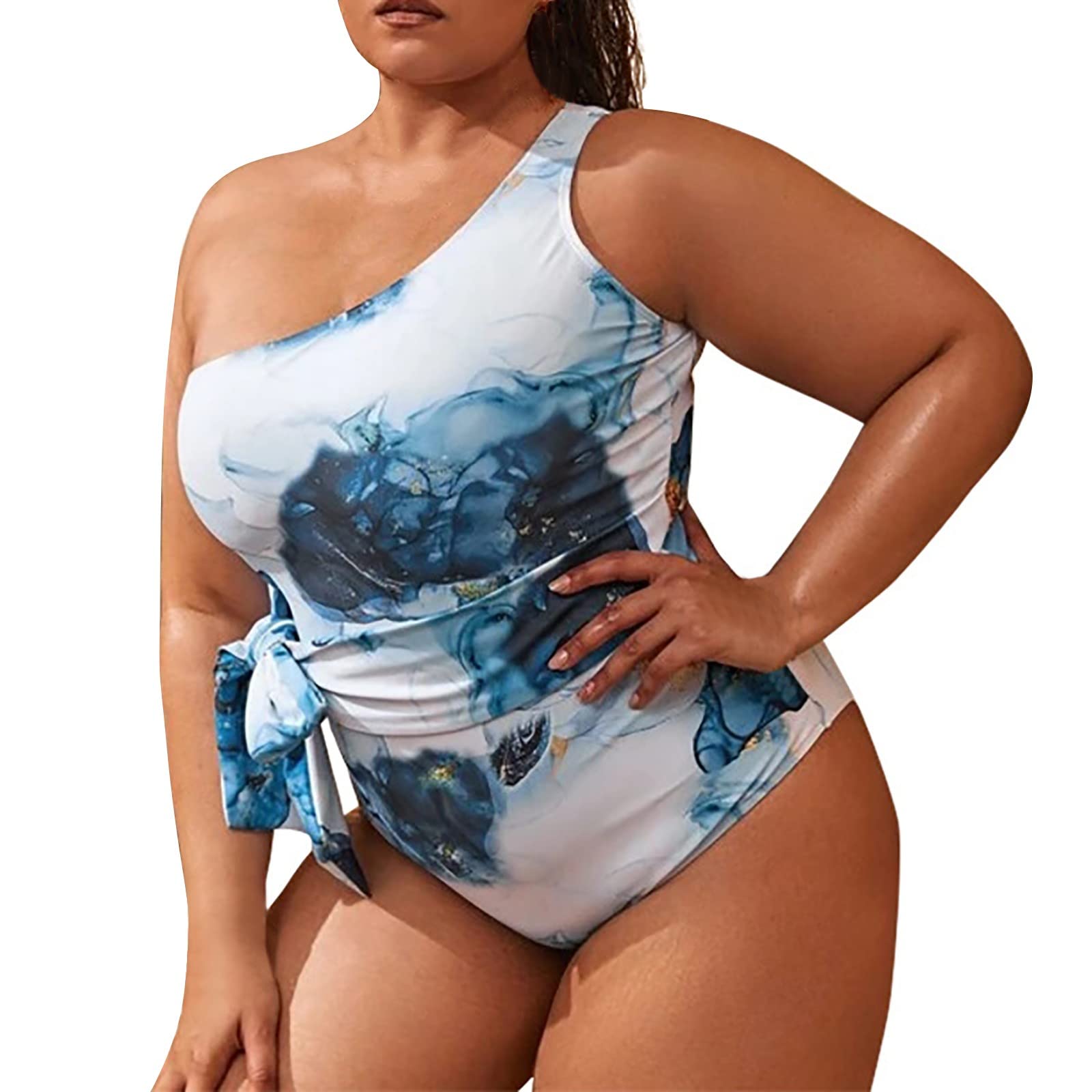 Women's Slimming One-Piece Swimsuit - Plus Size Floral Print Sport Swimwear for Swimming & Beach Activities