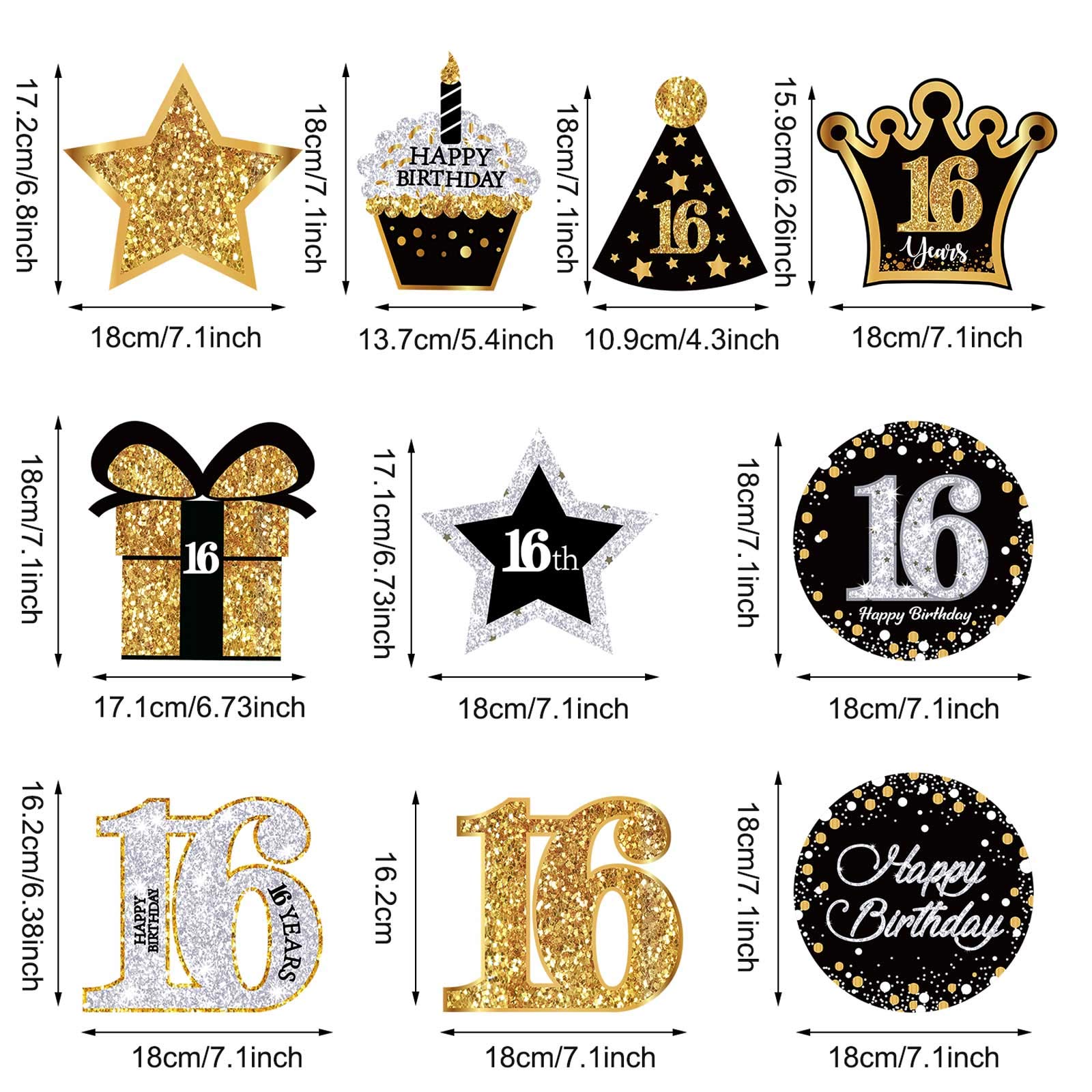 Frienda 30-Piece 16th Birthday Party Decorations Set - Shiny Hanging Swirls, Decorative Cards & Ceiling Decor for Sweet 16 Celebrations | Perfect for Birthday Party Supplies & Teenage Girls' Milestone Party Decor