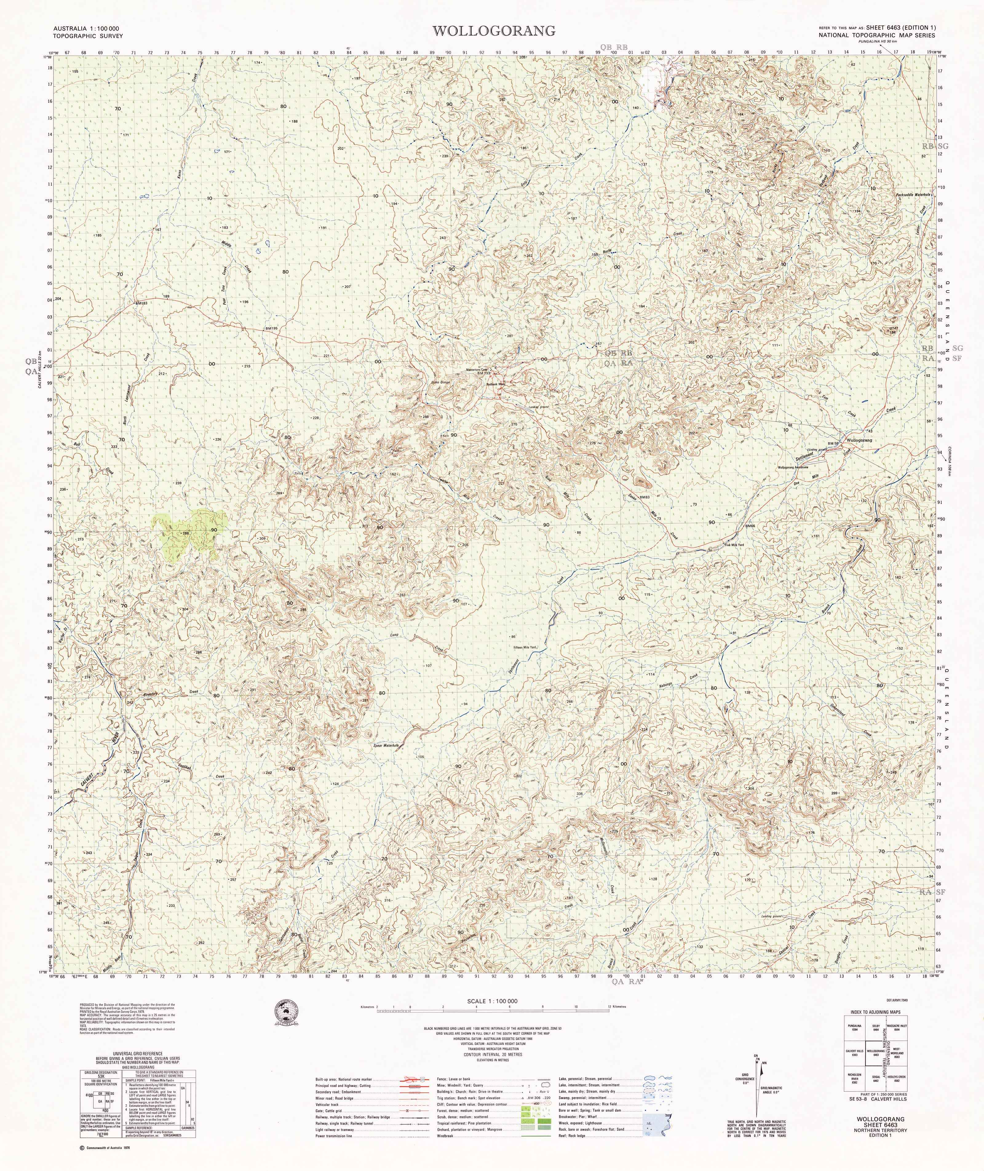 6463 Wollogorang 1:100,000 Scale Topographic Map - Hiking, Camping & Outdoor Adventure Navigation in Australia