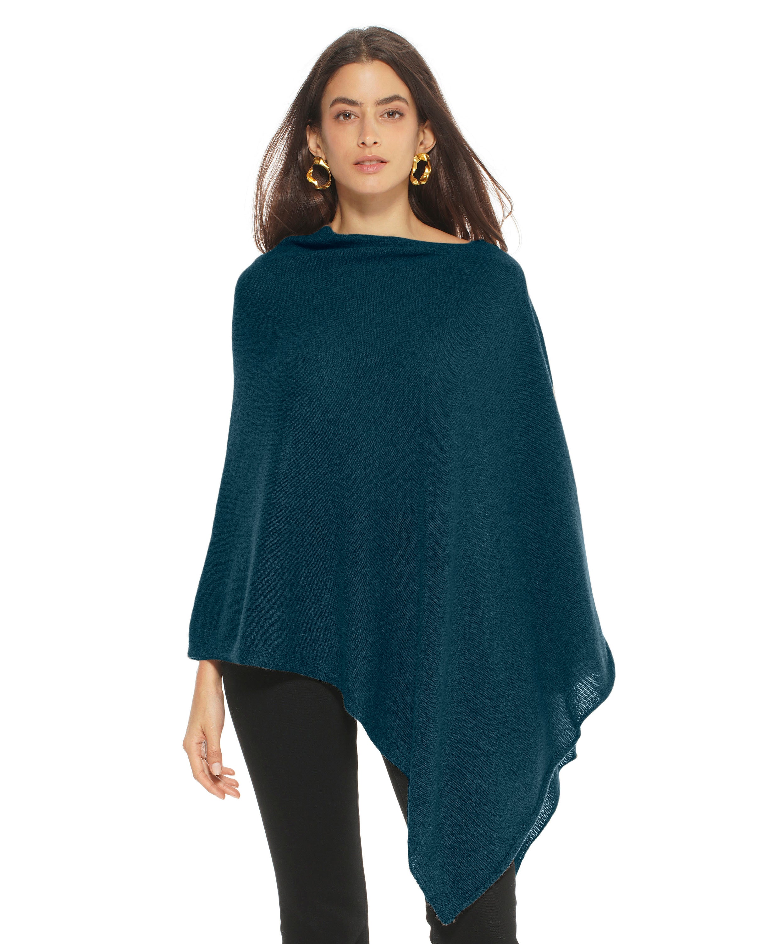 Luxury Women's Pure Cashmere Poncho - Soft & Warm Forest Green Wrap Shawl for Fall & Winter | Perfect for Travel, Office & Casual Outfits