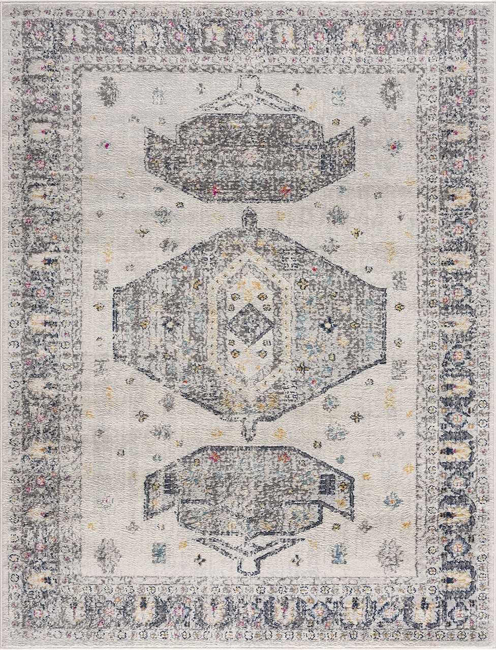 Hauteloom Tigris Traditional Ivory Light Gray Yellow Area Rug 5'3