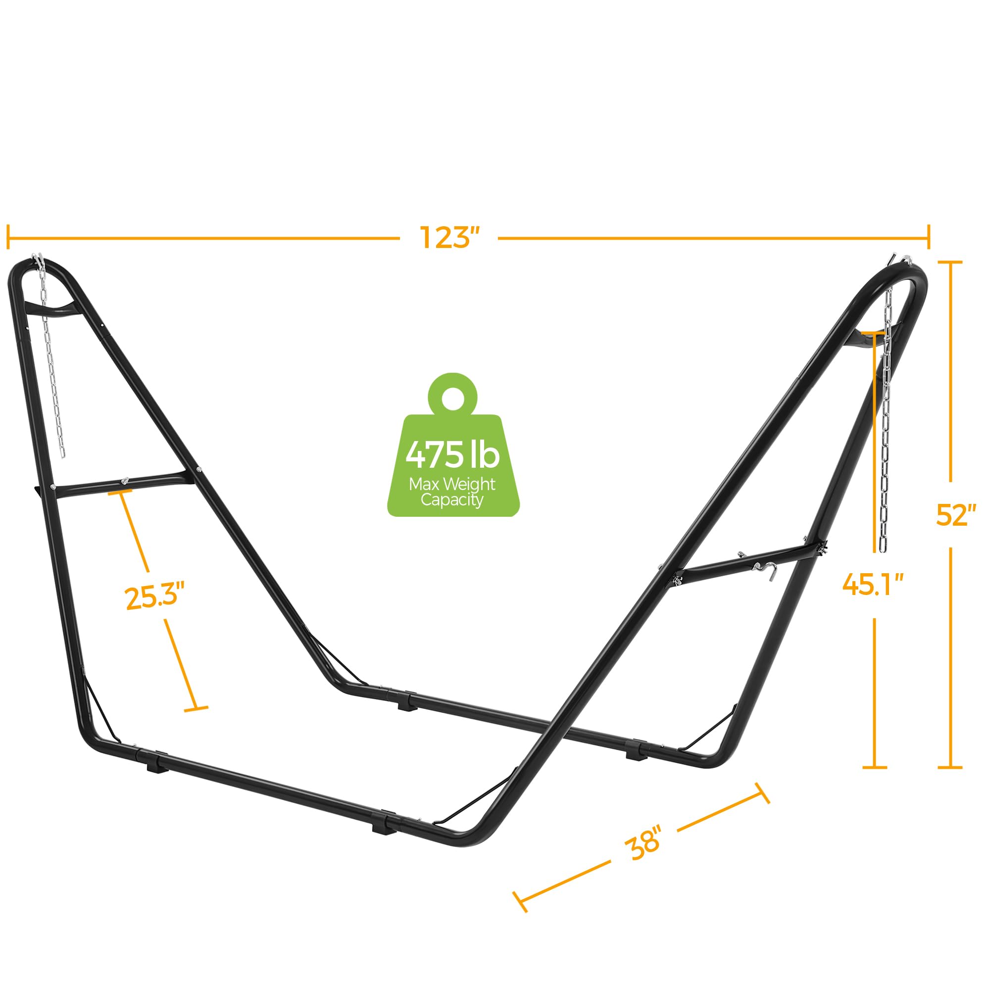 Yaheetech Heavy-Duty Universal Hammock Stand - 9-14.5 Ft Double-Pipe Steel Frame Supports 475 lbs (2-3 People) - Perfect for Backyard, Patio, Beach & Camping Relaxation