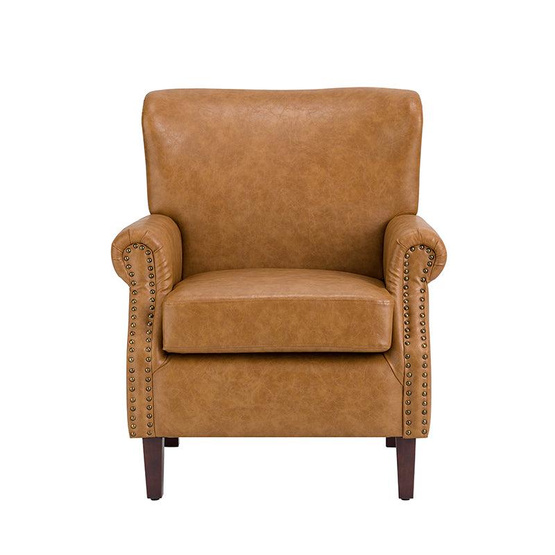 Luna Faux Leather Armchair - Modern PU Leather Accent Chair for Living Room, Bedroom & Office - Comfortable Mid-Century Style Lounge Chair with Sturdy Metal Legs
