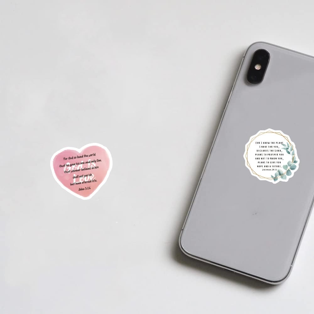 100PCS Bible Verse Faith Stickers - Christian Inspirational Jesus Quotes, Waterproof Vinyl Decals for Water Bottles, Laptops, Phones, Bumpers, Computers, Guitars - Perfect Gift for Teens, Adults & Women - Ideal for Church Events, Bible Study & Daily Encouragement