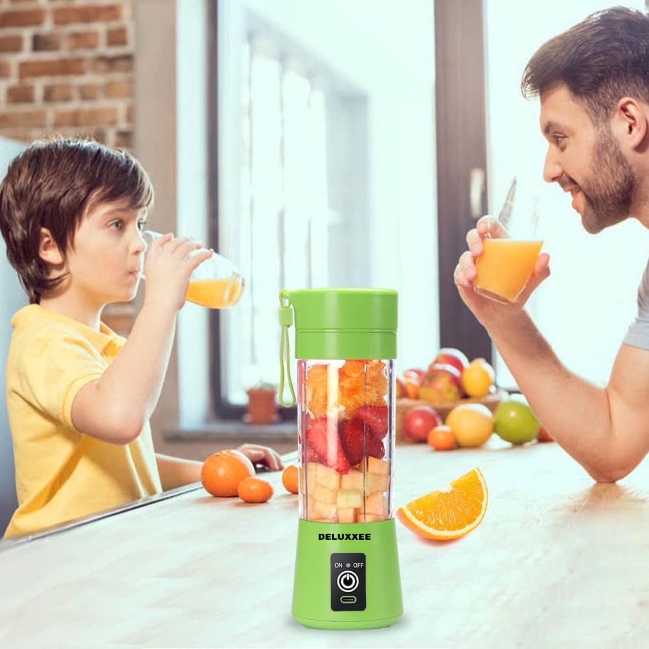 Portable USB Rechargeable Personal Blender for Shakes, Smoothies & Juices - 380ML Mini Travel Blender Bottle with Fruit Mixer - Perfect for Gym, Office & Outdoor Activities (Green)