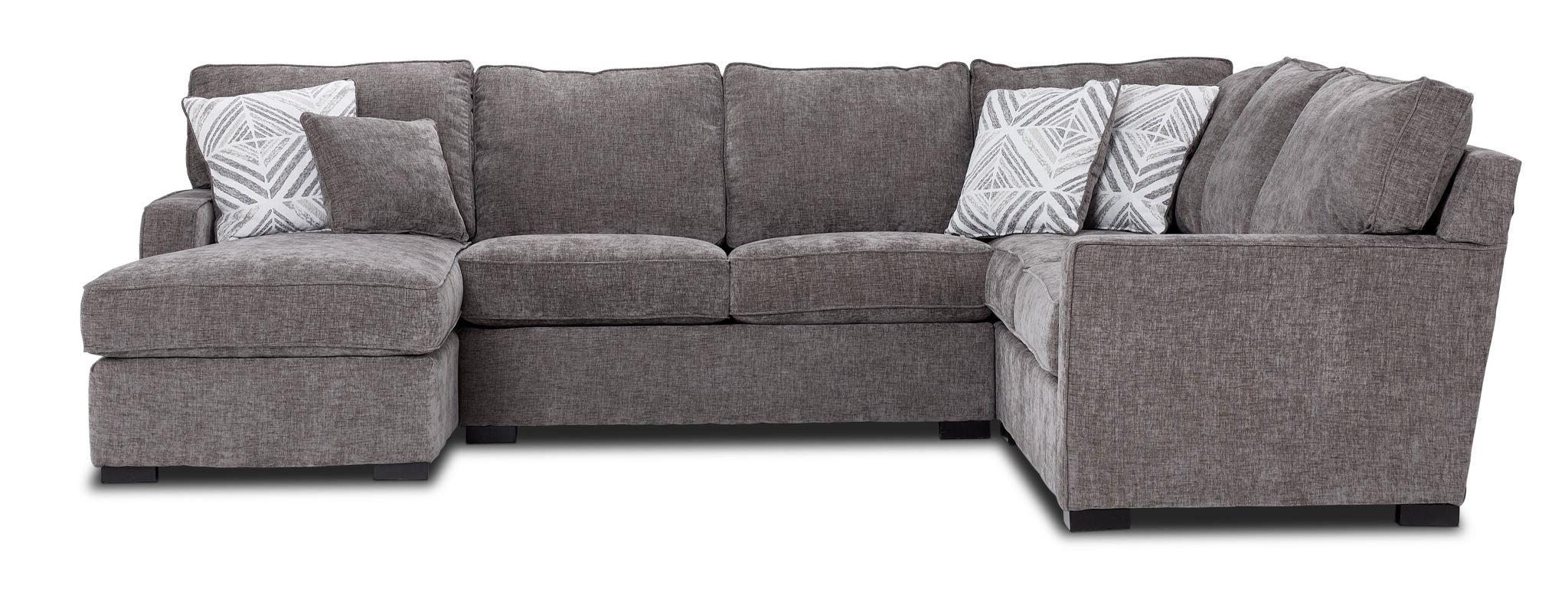 Charlotte 4-Piece Sectional Sofa with Left-Facing Chaise in Pewter - Perfect for Living Room, Family Room & Home Theater Seating