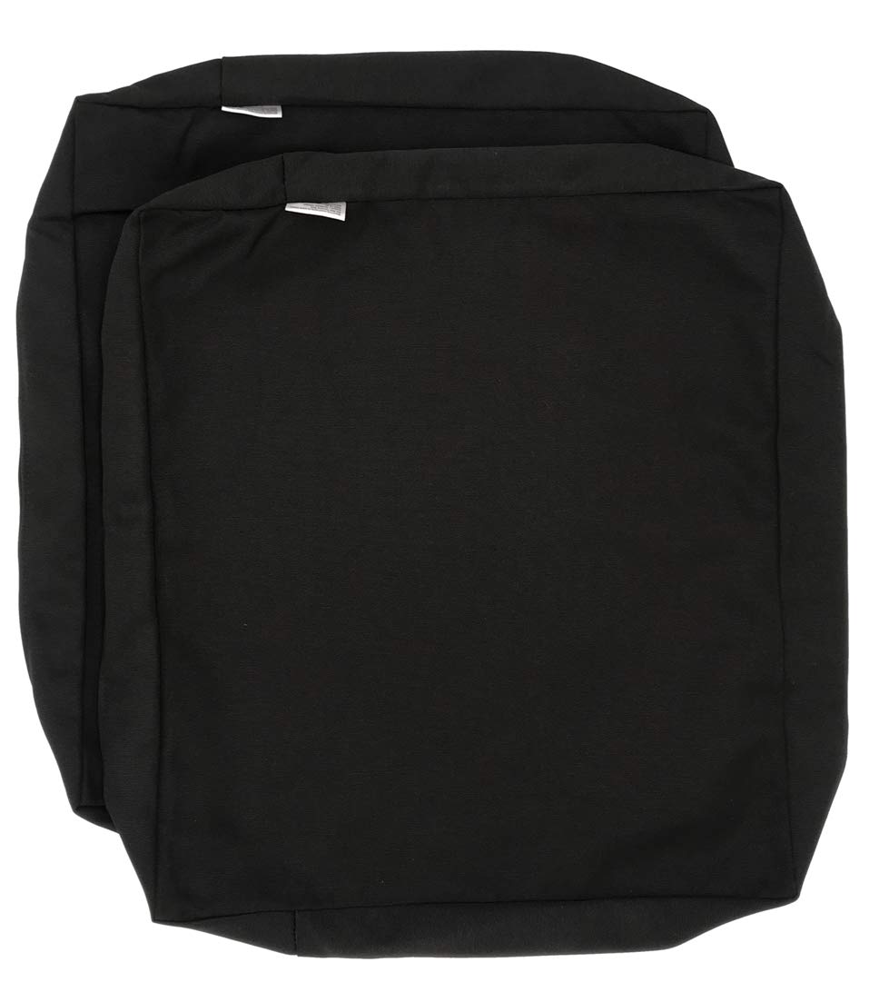 Waterproof Black Outdoor Patio Chair Cushion Covers 24x24x4 Inch - 2 Pack All-Weather Seat Pillow Protectors for Garden, Poolside & Deck Furniture (CozyLounge Brand)