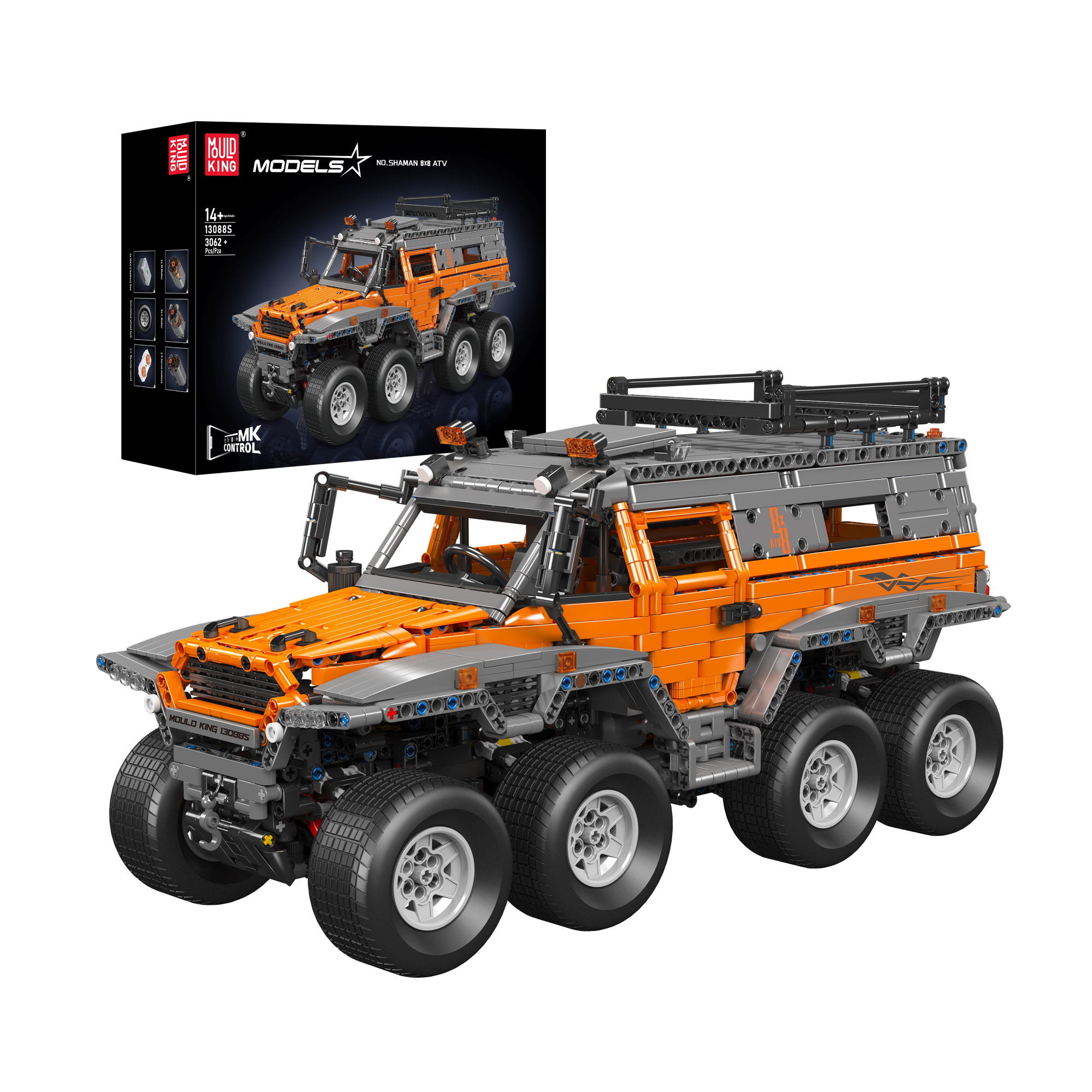 Mould King 13088S Avtoros Shama 8WD Remote Control Truck Building Kit - 3062 Piece DIY Construction Set for Adults & Teens | Off-Road Adventure, STEM Learning, Gift for RC Enthusiasts