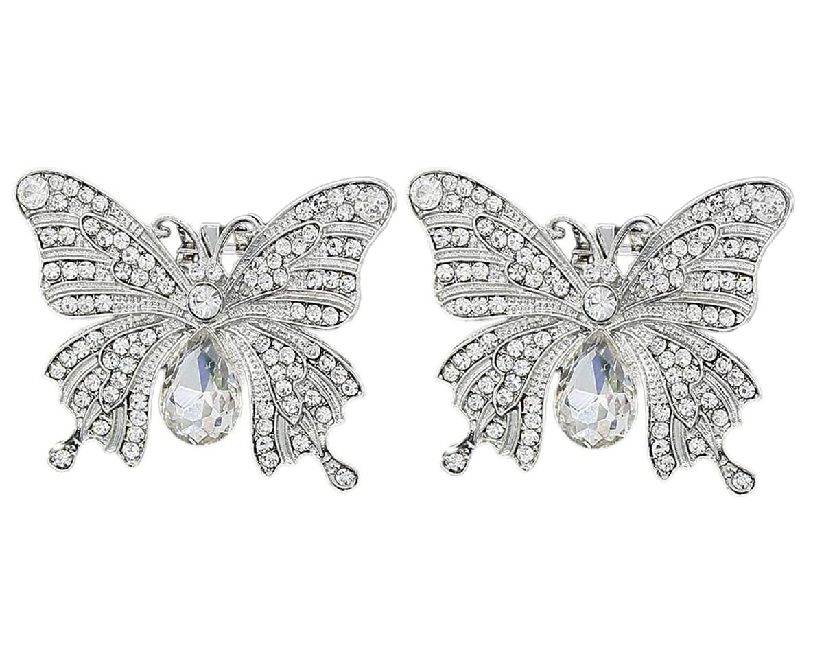 2PCS Rhinestone Crystal Butterfly Shoe Clips - Elegant Shoe Buckle Accessories for Women | Bridal Wedding Party Shoes Decoration | Perfect for Prom, Evening Gowns & Special Occasions