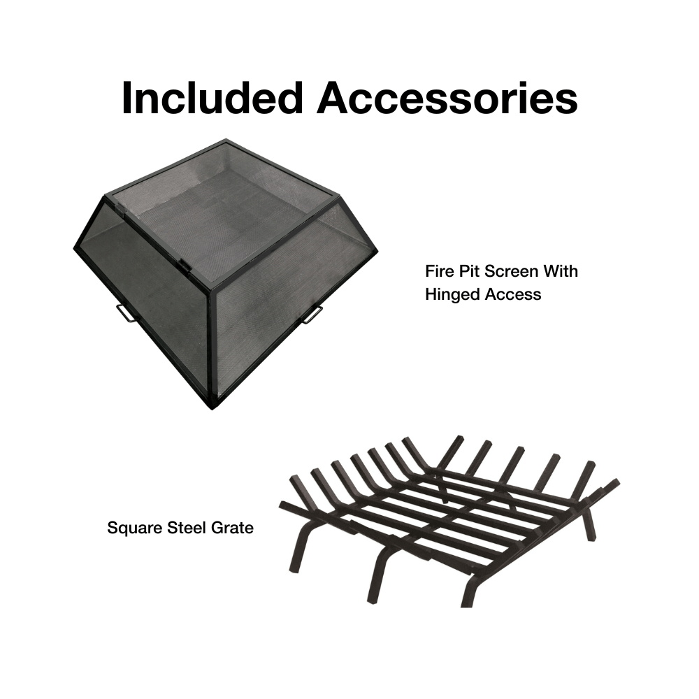 Modern Blaze Rectangular Steel Fire Pit - Outdoor Backyard Fireplace for Camping, Patio & Garden Gatherings