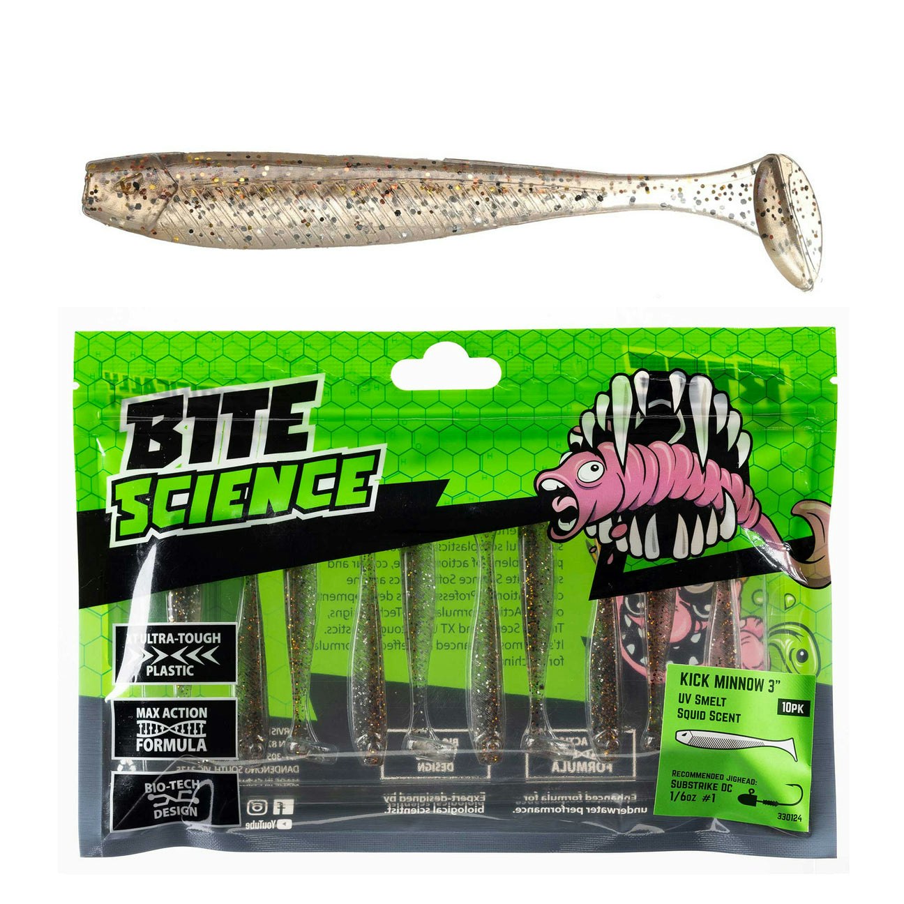 Bite Science Kick Minnow Fishing Lures - Premium Bass & Trout Bait for Freshwater & Saltwater Fishing | Perfect for Casting, Trolling & Ice Fishing