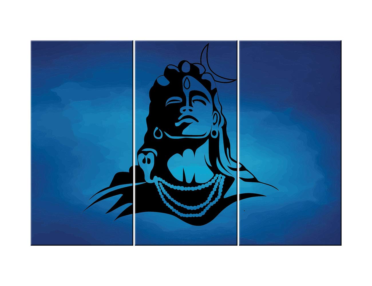 Modern Lord Shiva Wall Art - 3 Piece Hindu God Framed Posters & Prints for Bathroom, Living Room, Office & Bedroom Decor - Gallery-Wrapped Ready to Hang (20x40 Inch x3) - Perfect for Meditation Spaces, Yoga Rooms & Spiritual Home Decor