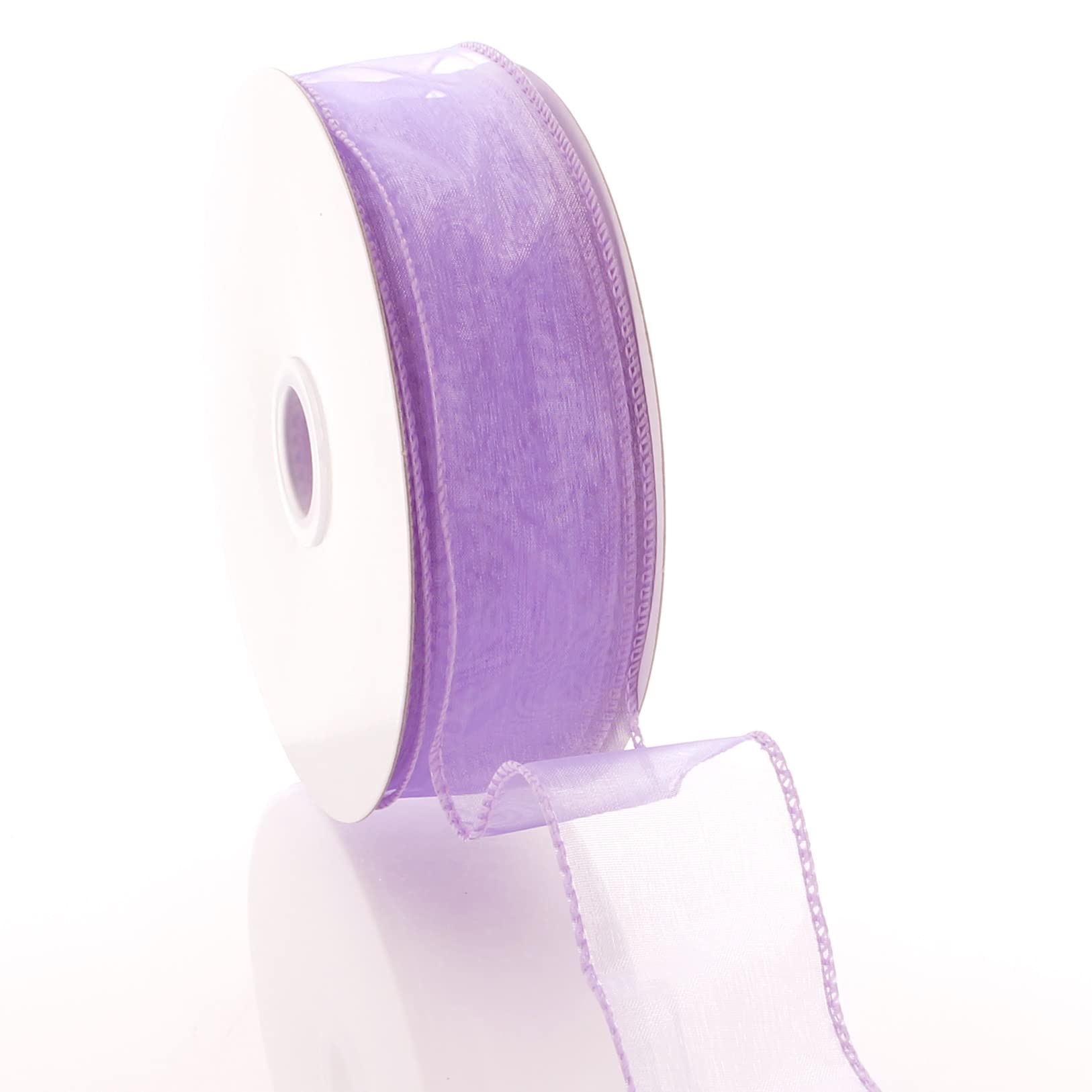 1.5 Inch Wired Sheer Organza Ribbon - Lavender (50 Yards) for Gift Wrapping, Wedding Decorations & Craft Projects