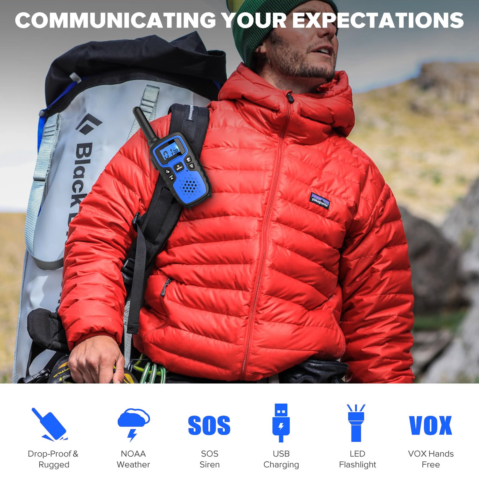 Wishouse 8 Pack Walkie Talkies for Adults and Kids - Long Range Rechargeable Two Way Radios with Clear Sound, Perfect for Family Camping, Hiking, Outdoor Adventures and Emergency Communication