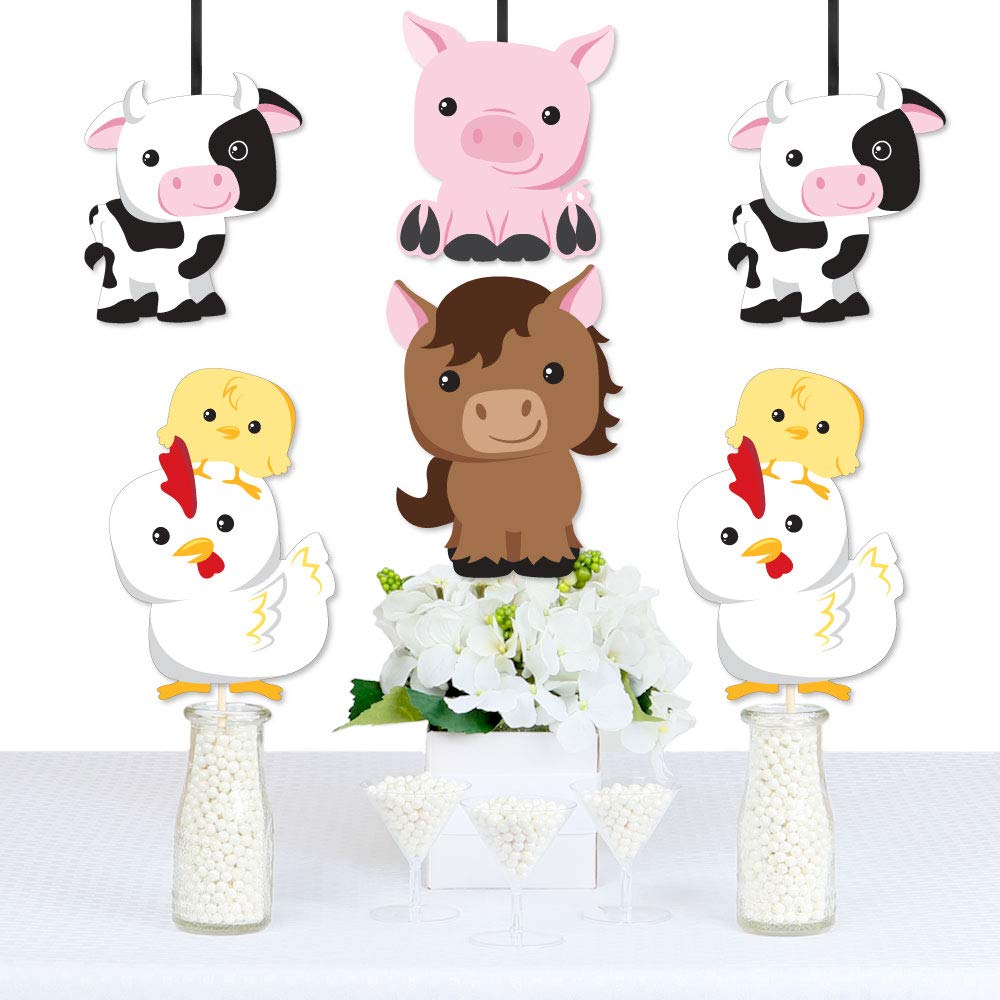 Farm Animal Decorations Set - 20 Piece Cow, Horse, Pig & Chicken Cutouts for DIY Baby Shower, Birthday Party Decor | Nursery Wall Art, Classroom Theme, Kids Room Decorations
