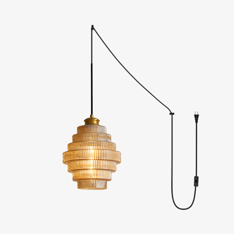 Luella Glass Plug In Pendant Lamp - Modern Hanging Light Fixture for Kitchen Island, Dining Room & Bedroom Decor