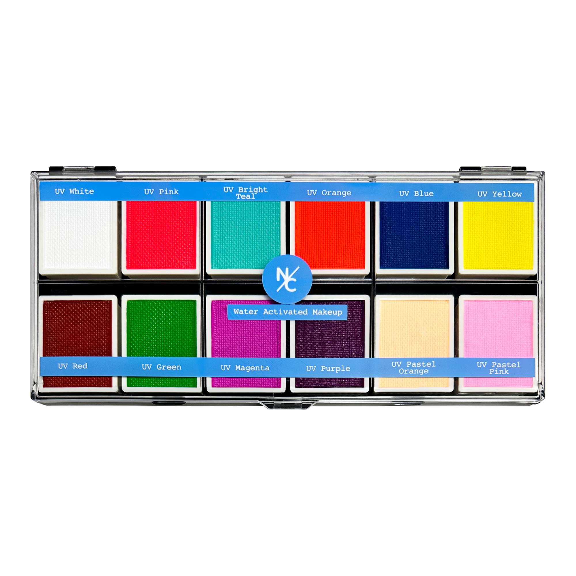 12 Color UV Water Activated Glow Body Paint Palette - Safe & Vibrant for Face & Body Art, Halloween, Cosplay & Festival Makeup