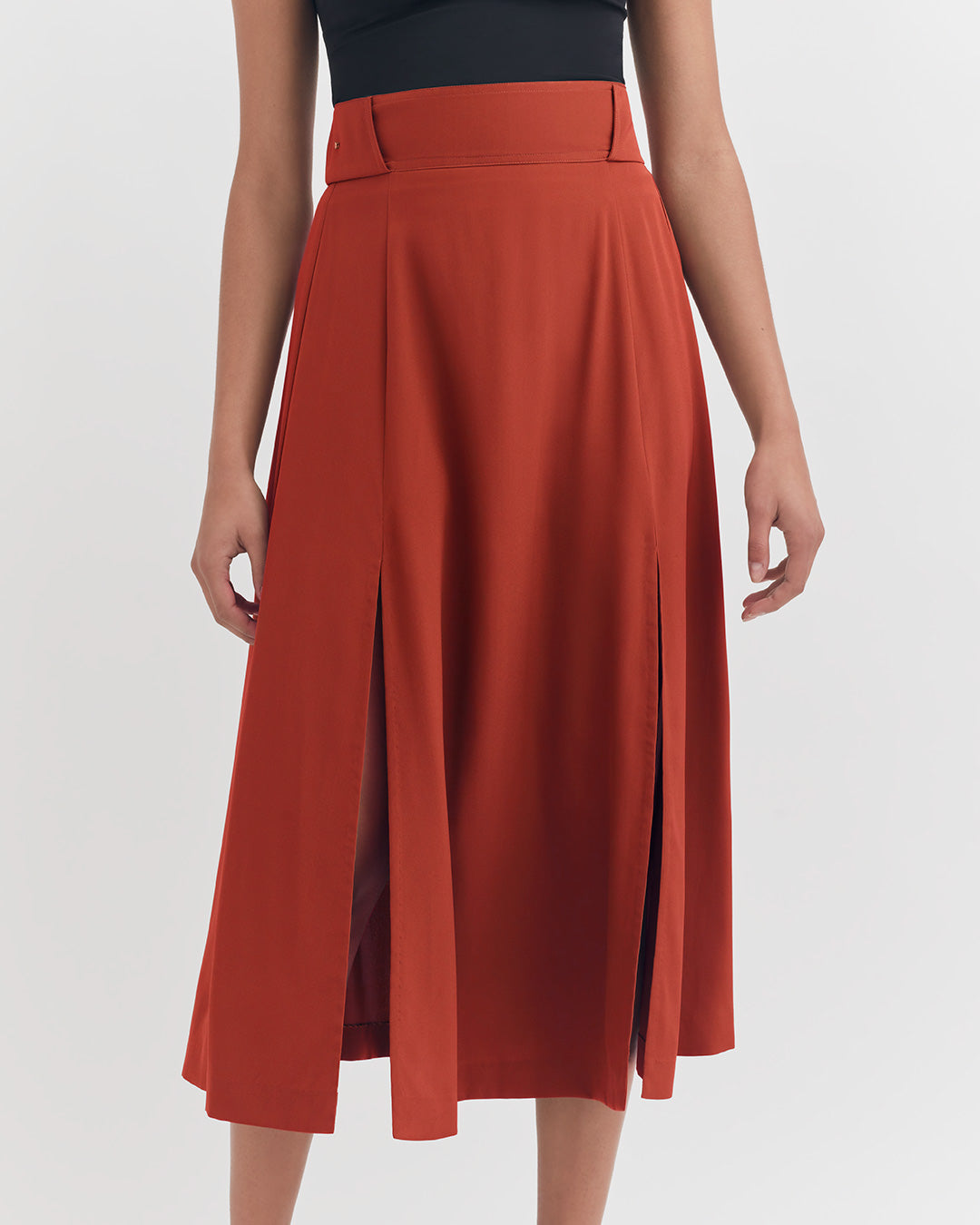 Elegant Silk Belted Midi Skirt for Women - High Waist Flowy Wrap Skirt with Adjustable Waistband - Perfect for Office, Party & Special Occasions