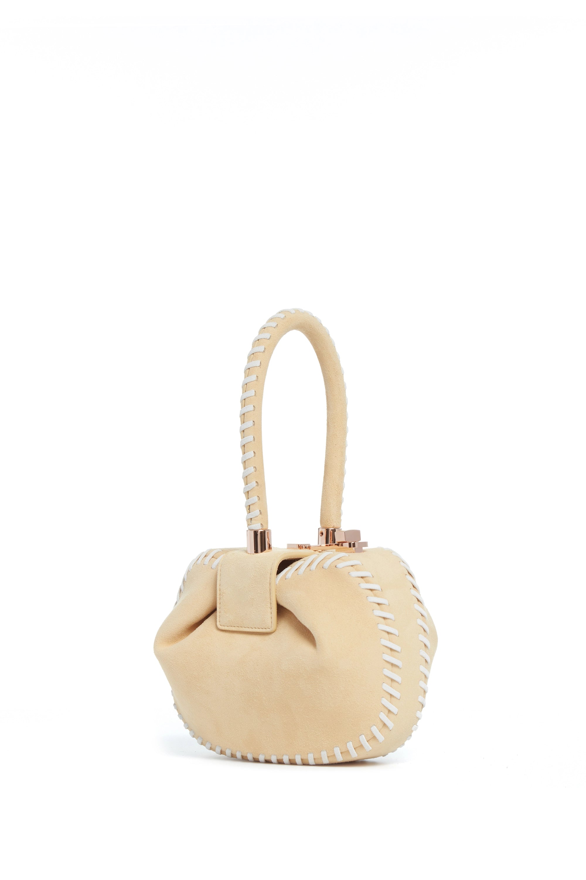 Whipstitch Demi Bag in Nude Suede - Women's Crossbody Purse for Everyday Use, Work & Date Night | Soft Leather Handbag with Adjustable Strap
