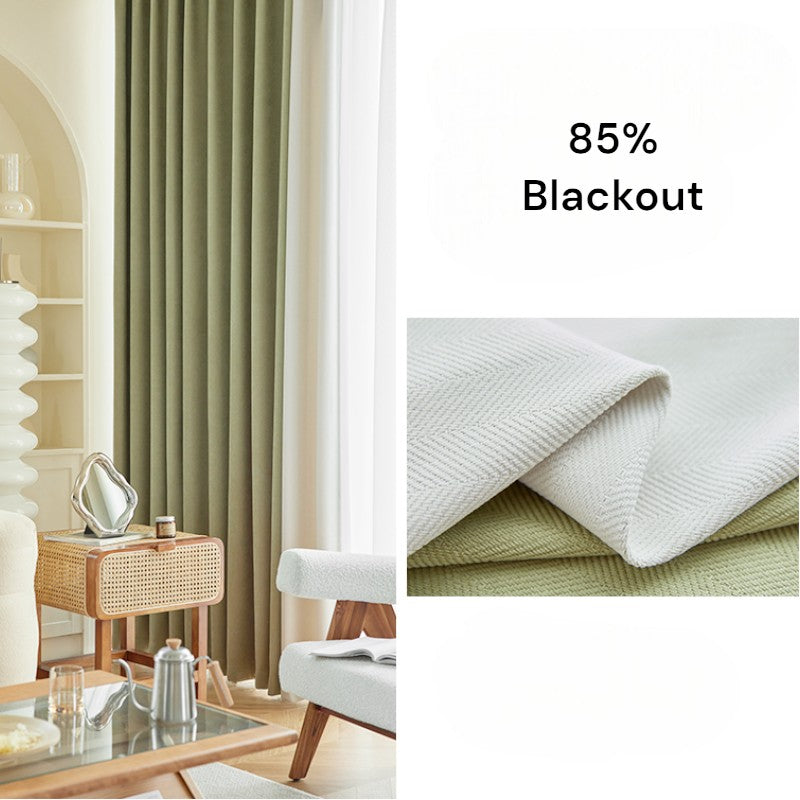 Poppy Sage Green & Cream Color Blocking Blackout Curtains - Thermal Insulated Room Darkening Drapes for Bedroom, Living Room & Nursery - Noise Reducing & Energy Efficient Window Treatments