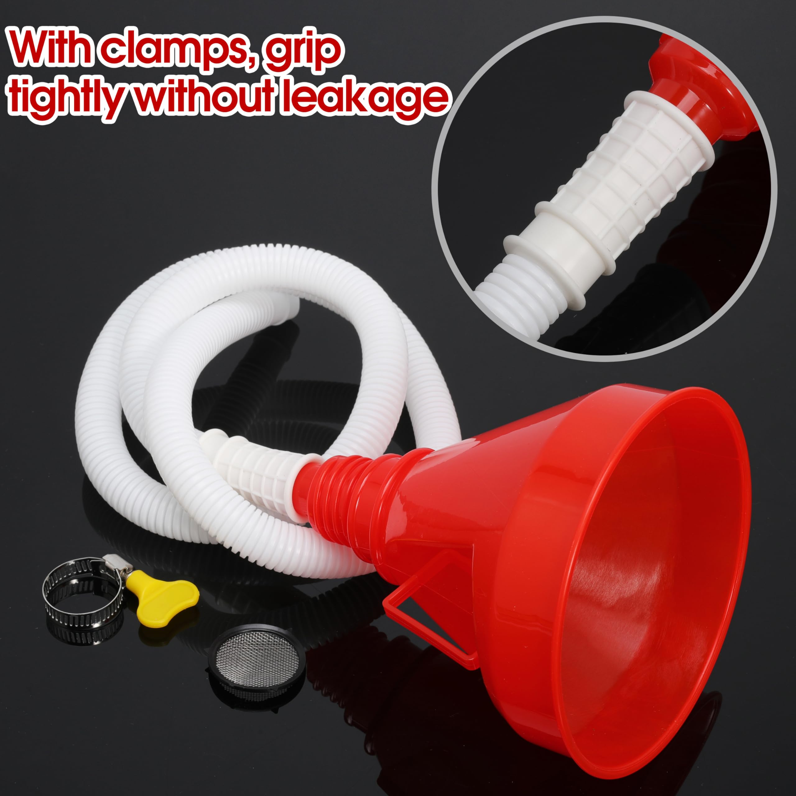 Flexible Wide Mouth Oil Funnel with Long Hose - Automotive Fuel Funnel for Gas, Diesel & Engine Fluids - Perfect for Car Maintenance & Fluid Transfer