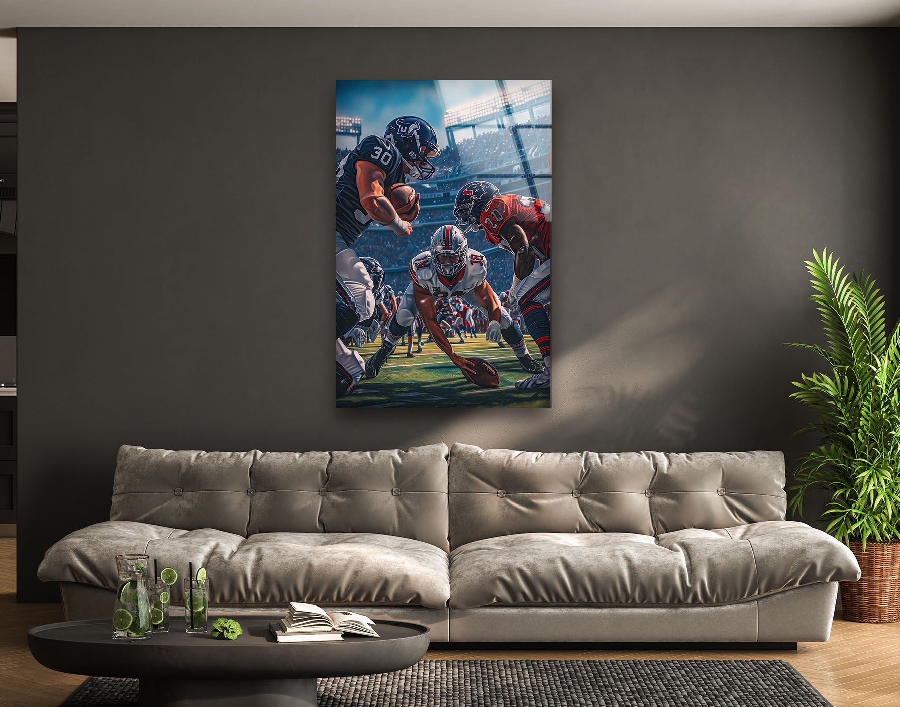 Handcrafted American Football Art Glass Wall Decor - Stunning Sports Theme Home & Office Decoration for Fans and Collectors