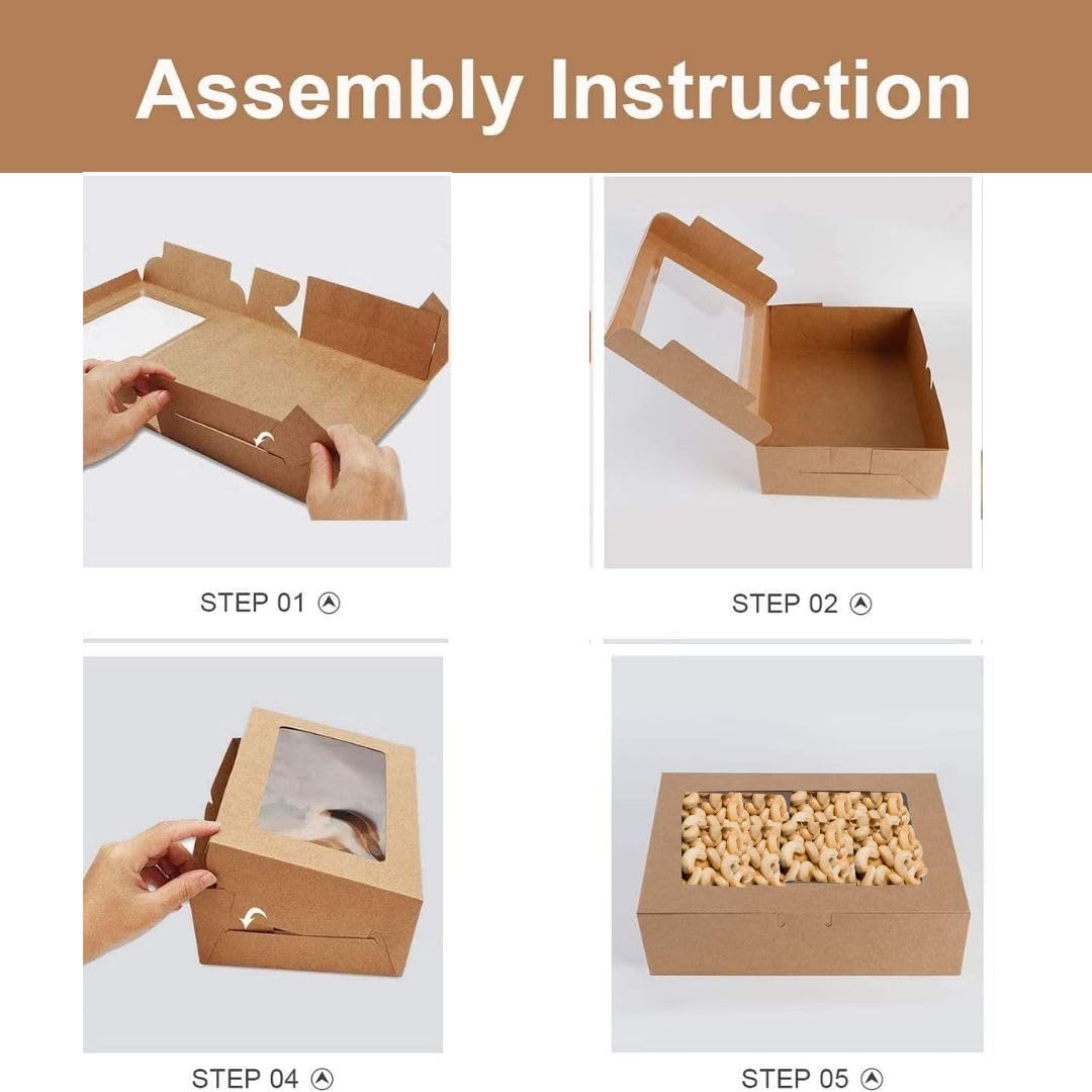 Satyam Kraft 10-Piece Decorative Window Folding Gift Box Set | Premium Sturdy Paper Packaging for Chocolates, Nuts, Wedding Favors & Valentine's Gifts | Easy Assemble Reusable Gift Boxes (10 Pack) | Perfect for Party Favors, Holiday Gifts & Small Present Packaging