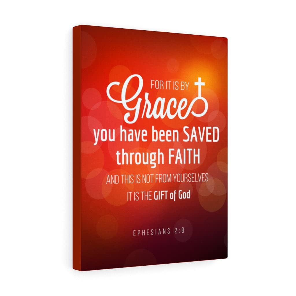 Saved Through Faith Ephesians 2:8 Bible Verse Wall Art - Inspirational Christian Home Decor, Unframed Print Ready to Hang - Perfect for Living Room, Bedroom & Church Gifts