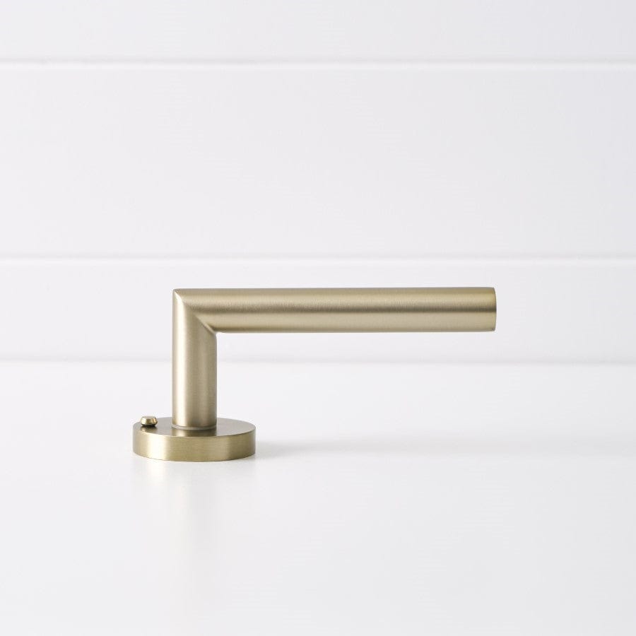 Sydney Door Handle with Lock - Warm Brushed Nickel Finish for Interior/Exterior Doors - Perfect for Bedroom, Bathroom & Office Security