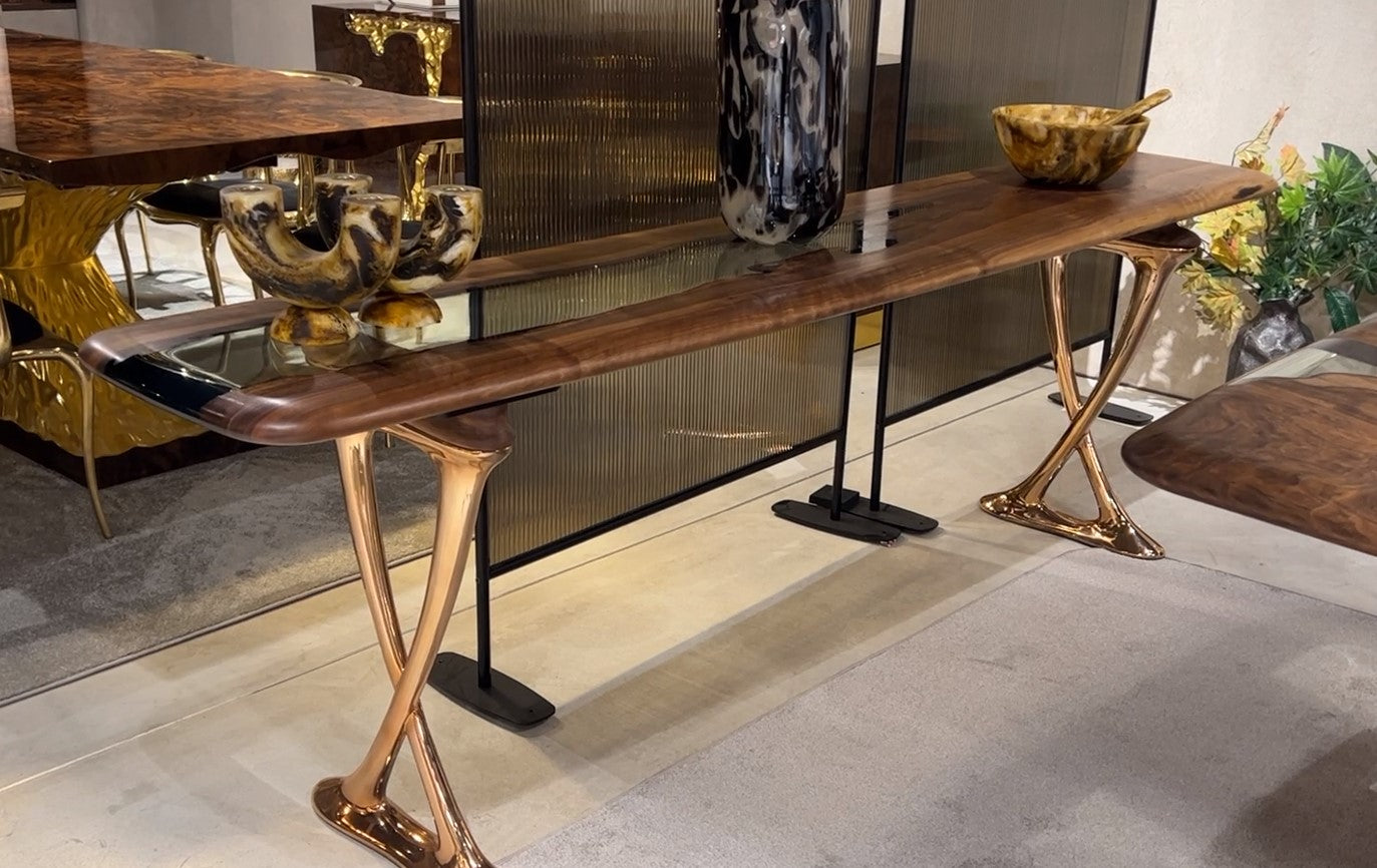 Modern Resin Console Table - Osso Collection Entryway & Foyer Table Without Mirrors | Perfect for Hallway Decor, Living Room Accent, and Small Space Furniture