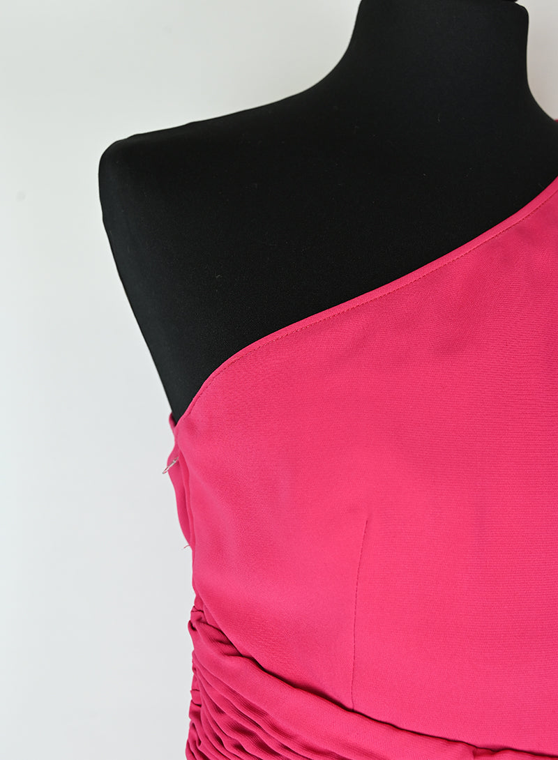 Valentino Fuchsia One-Shoulder Long Dress Size 42 - Perfect for Evening Galas, Red Carpet Events & Special Occasions
