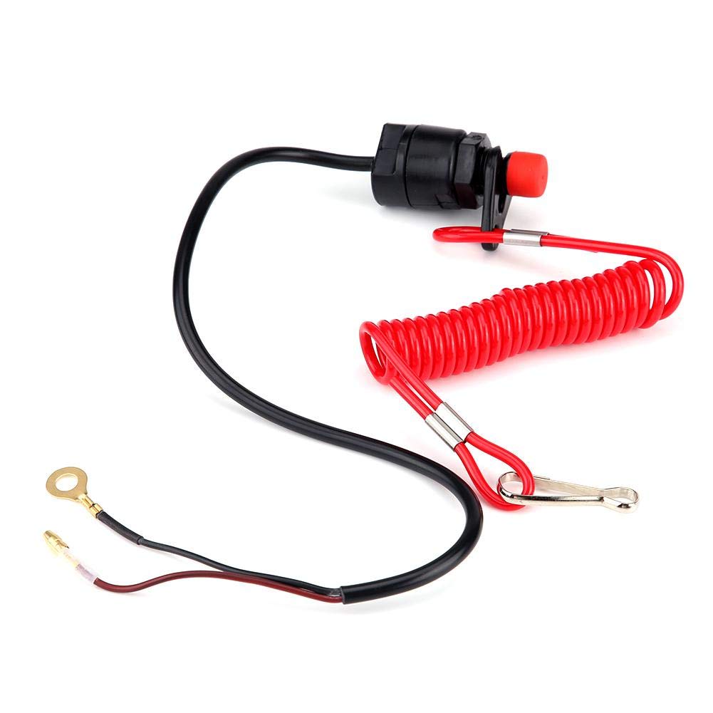 Waterproof Marine Safety Tether Switch - Engine Kill Stop Switch for Outboard Motors & Motorcycles - Durable Black & Red Emergency Lanyard - Perfect for Boating, Jet Ski, Lawn Mower & Powersports Safety